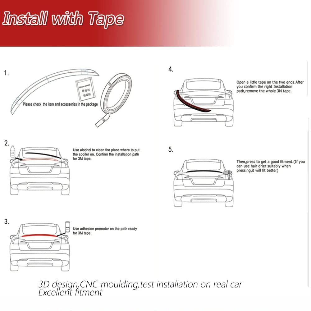 Carbon Fiber Roof Spoiler for Mazda 3 Axela Hatchback 4-Door 2014-2018 - High Gloss Rear Trunk Spoiler - Aerodynamic Window Lip - Factory Direct - Perfect for Street Racing & Car Shows