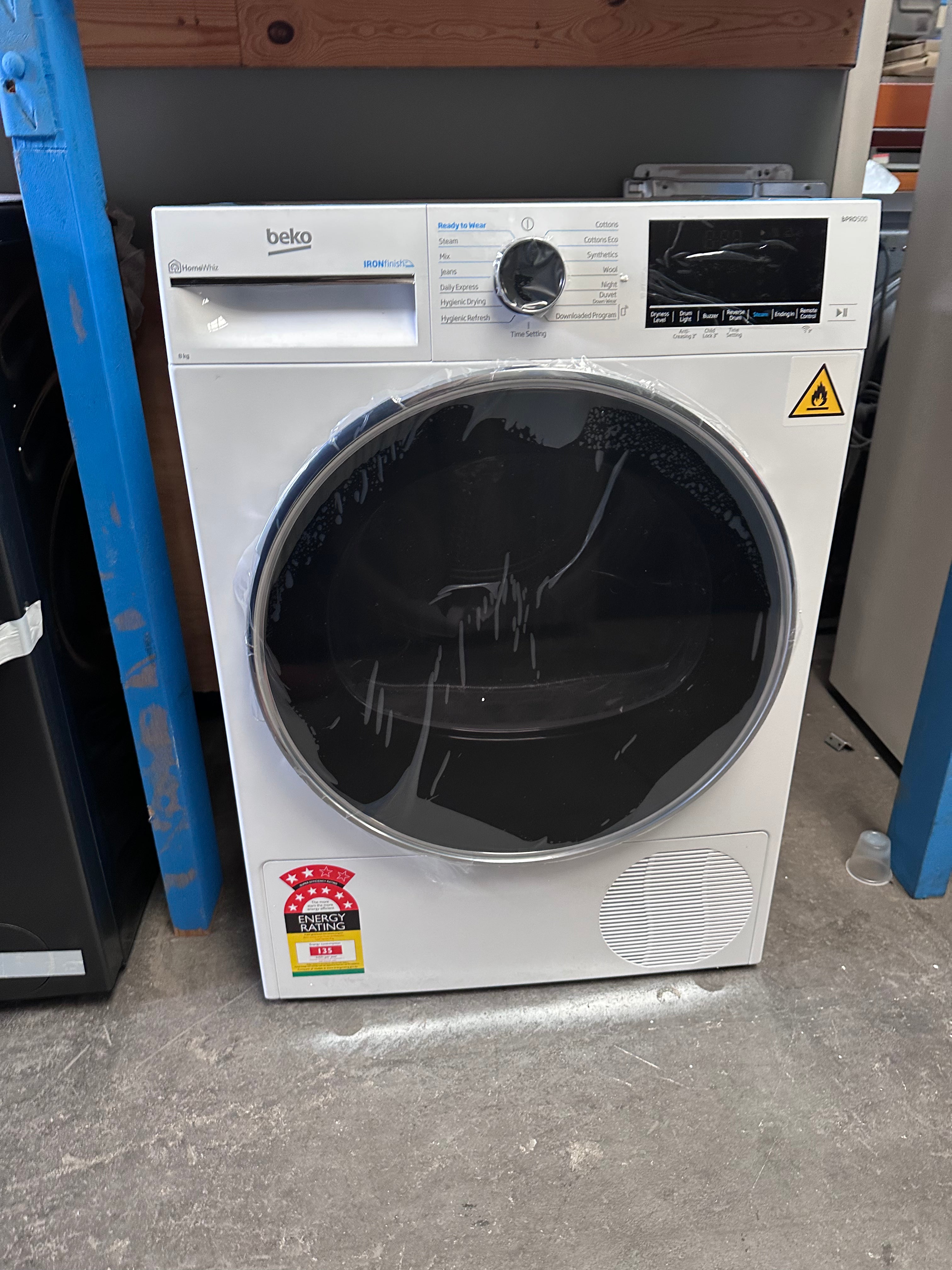 Beko BDPB802SW 8kg Heat Pump Dryer - Energy Efficient White Laundry Dryer for Home Use [Factory Second] | Perfect for Apartments & Small Spaces