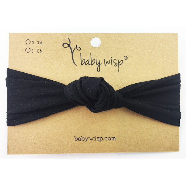 Baby Wisp Nylon Turban Knot Infant Headband - Soft & Stretchy Hair Accessory for Newborns & Toddlers - Perfect for Photos, Bath Time & Everyday Wear - Black