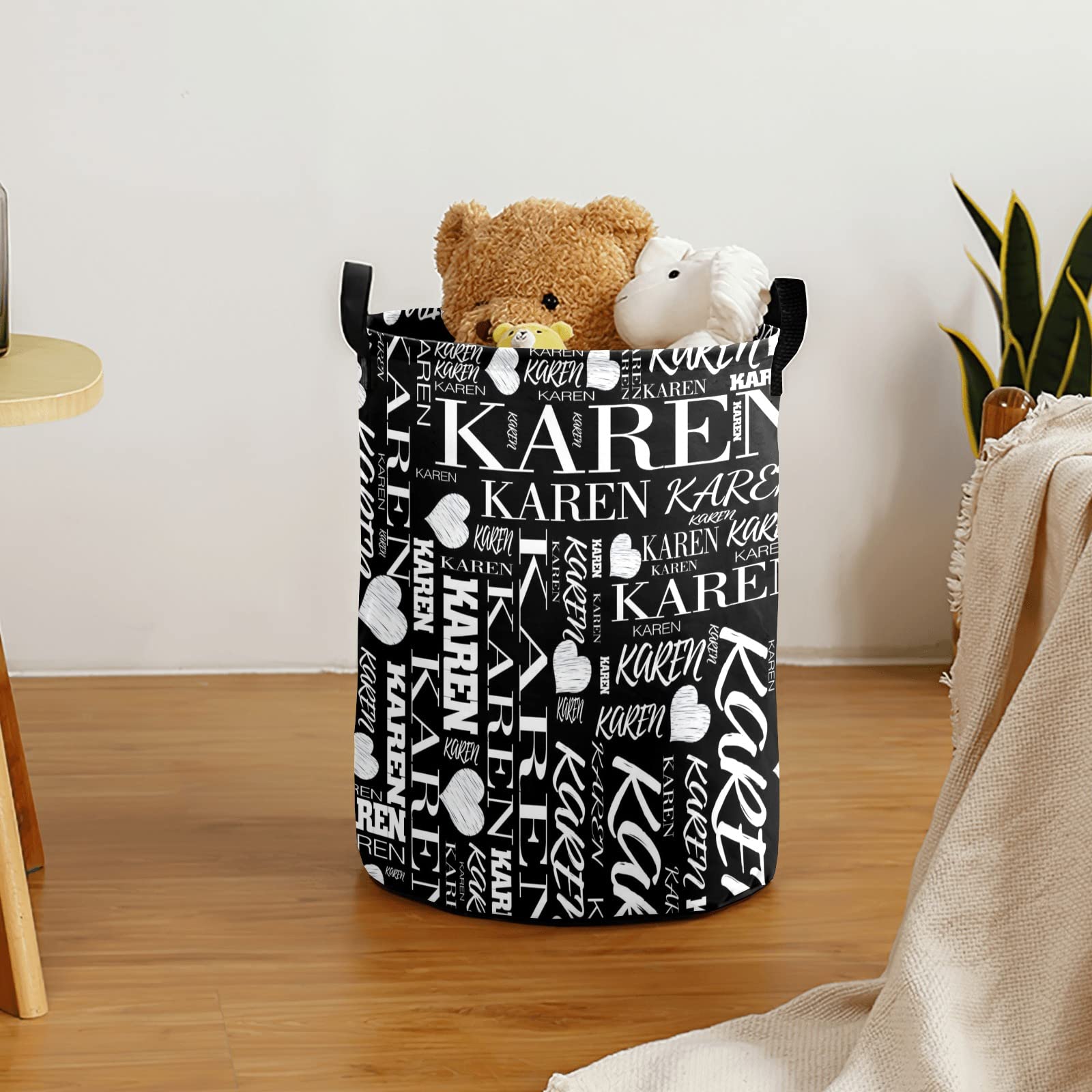 Custom Personalized Laundry Hamper - Collapsible Dirty Clothes Storage Basket with Handle for Bathroom, Bedroom & Living Room - Perfect for Home Organization & Space Saving (Black)