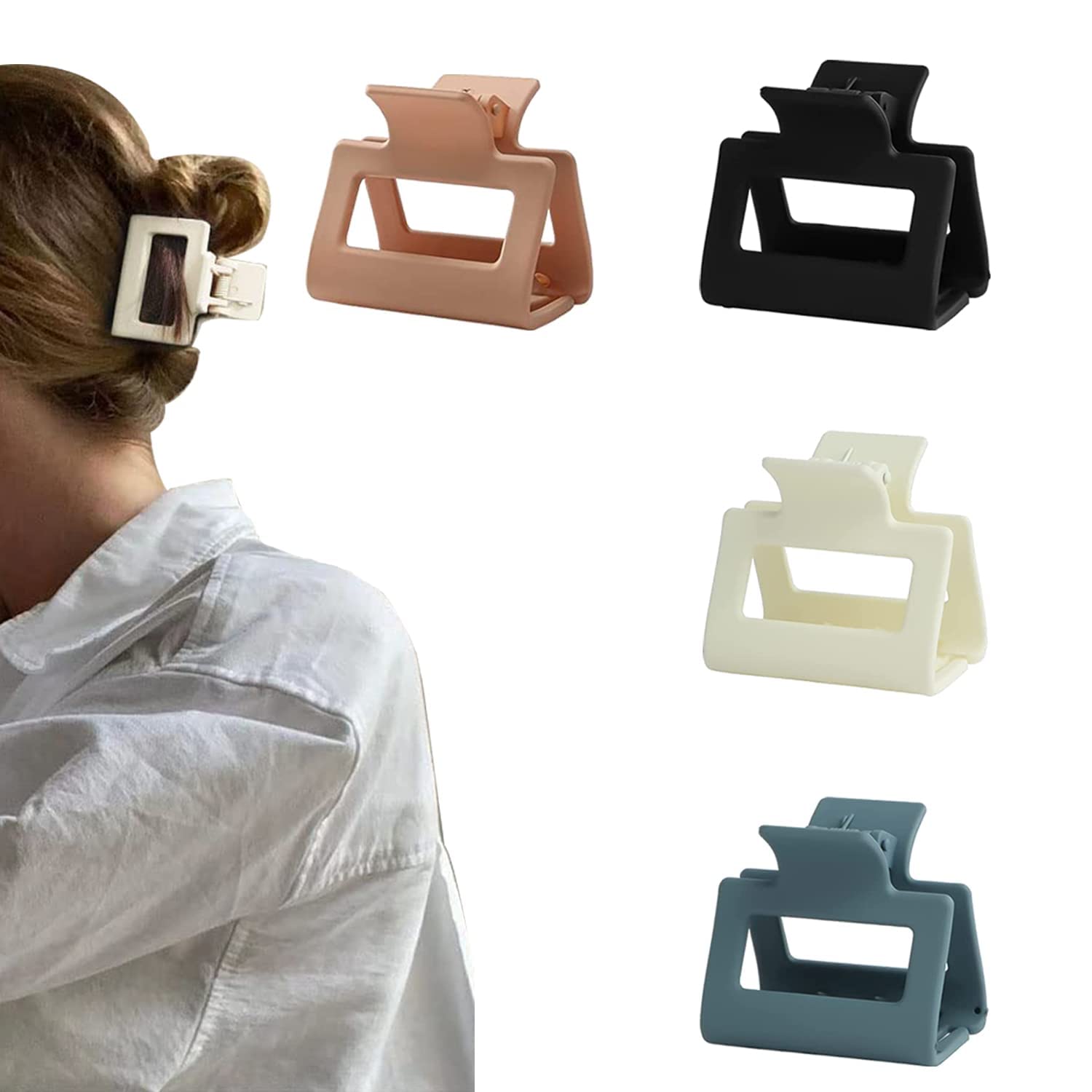 6-Piece Square Hair Claw Clips for Women & Girls - Strong Hold Hair Accessories for Thin Hair - Perfect for School, Work, Travel & Everyday Styling