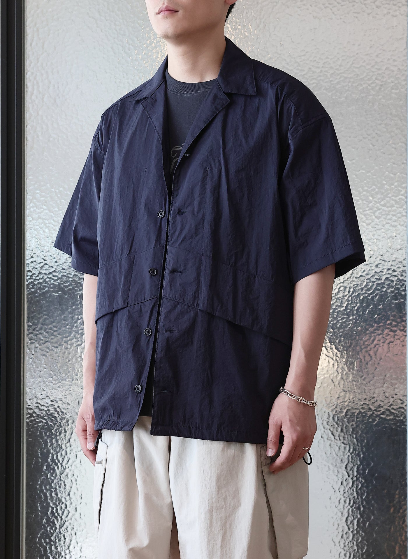 Stylish Nylon Polyester Business Casual Shirt Jacket for Men - Lightweight Open Collar Blazer for Office, Travel & Outdoor Wear