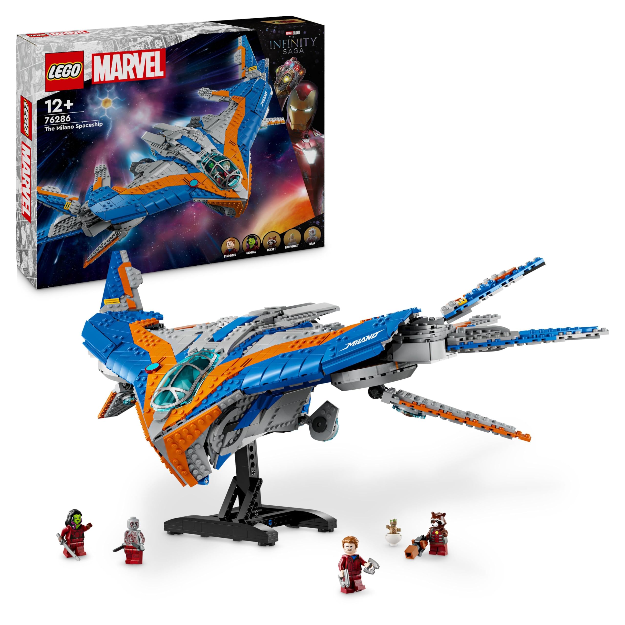 LEGO Marvel Guardians of The Galaxy: The Milano Spaceship Building Toy Set with 4 Minifigures Including Gamora & Star-Lord, Groot Figure - Gift for Kids Ages 12+ (76286) - Perfect for Playtime, Collecting & Superhero Adventures