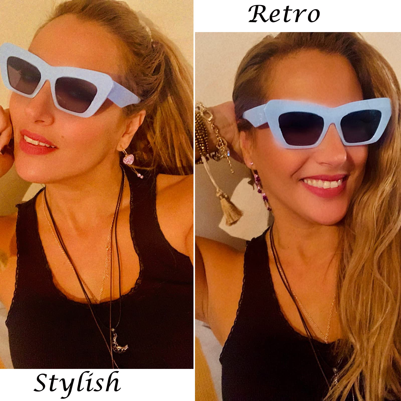 SDINM Cat Eye Sunglasses for Women - Retro Trendy Cateye Sun Glasses UV Protection - Perfect for Driving, Beach & Fashion Outfits