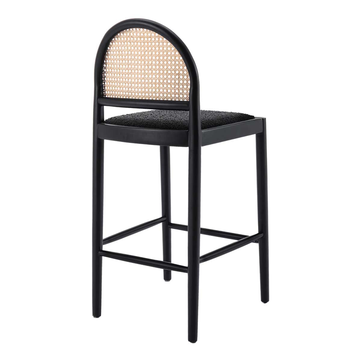 Capri Rattan Boucle Arch Bar Stool - Modern Woven Counter Height Stool for Kitchen Island, Breakfast Nook & Home Bar Decor