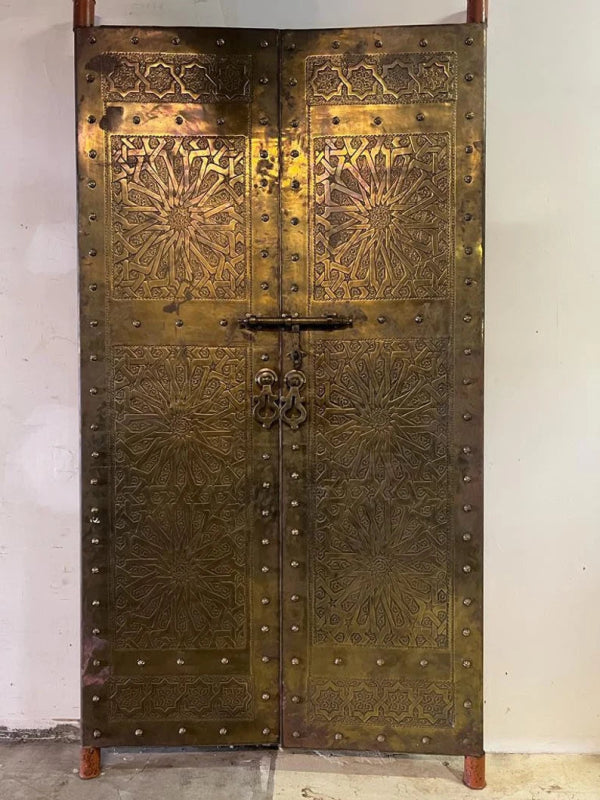 Handmade Designer Gold Moroccan Royal Double Door - Elegant Home Decor for Living Room, Bedroom & Entryway
