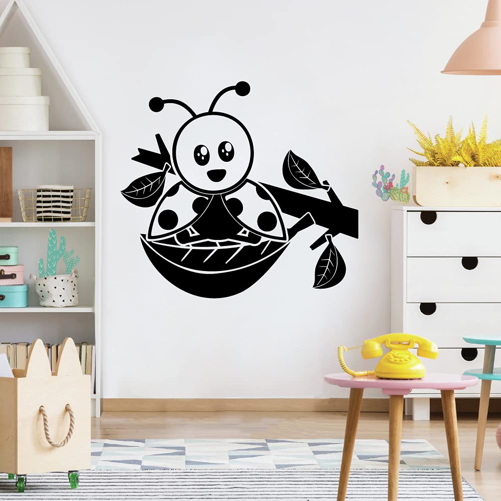 Cute Ladybug Vinyl Wall Sticker Decal - Animal Insect Design for Kids Room, Nursery, Bedroom & Playroom Decor (30x40 inch) - Perfect for Home, Kindergarten & Children's Spaces