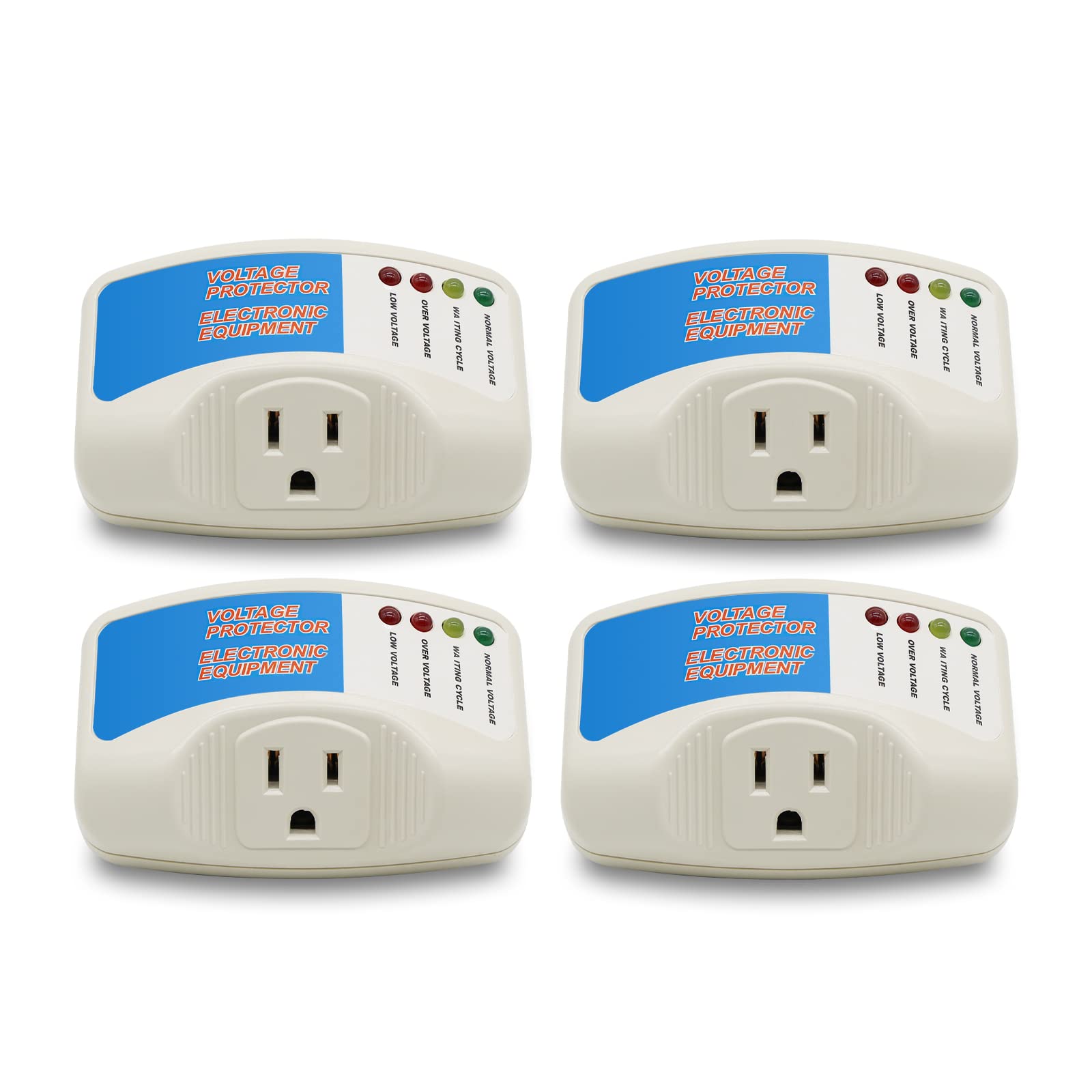 BSEED 4-Pack Surge Protector for Home Appliances - 1440W/1875W, 120V, 15A Single Outlet Power Voltage Protector with Brownout Protection - Ideal for Refrigerators, TVs & Electronics