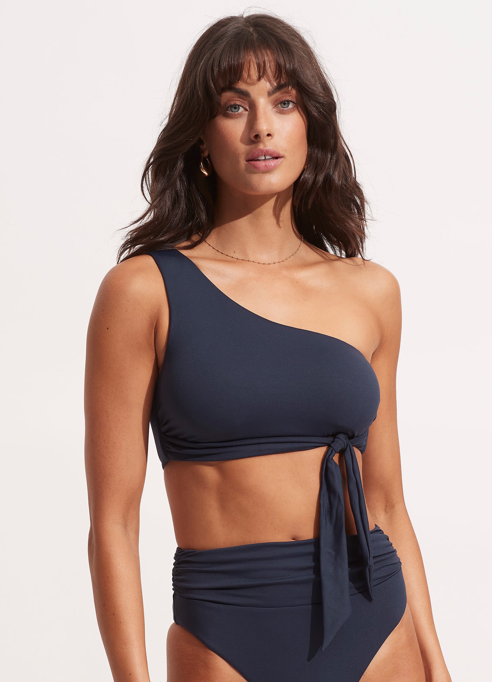 Seafolly Collective One Shoulder Top for Women - True Navy Swimwear | Beach Cover Up, Pool Party, Summer Vacation Outfit