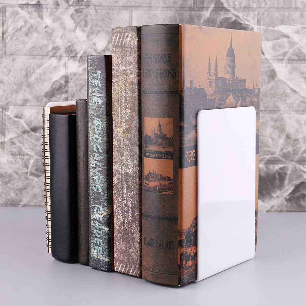 2Pcs Clear Acrylic Bookends - Heavy Duty L-Shaped Desk Organizer & Book Holder, Non-Skid Book Support for Office, Home, Library (2 Size Options) - Perfect for Shelves, Desks and Bookcase Organization