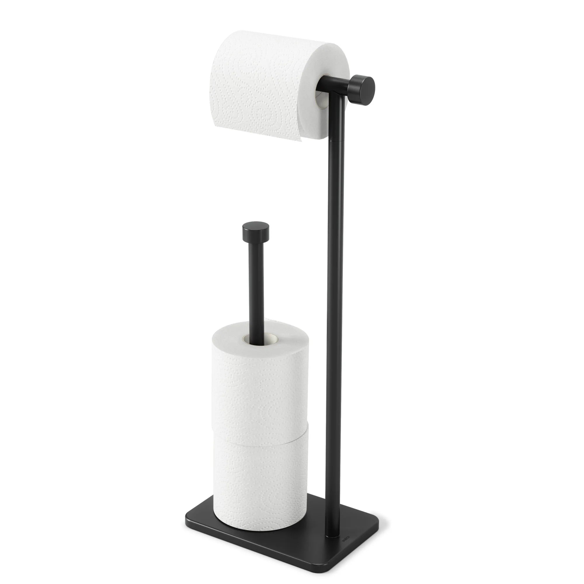Black Cappa Toilet Paper Holder with Reserve - Bathroom Tissue Dispenser for Home, Office & RV Use