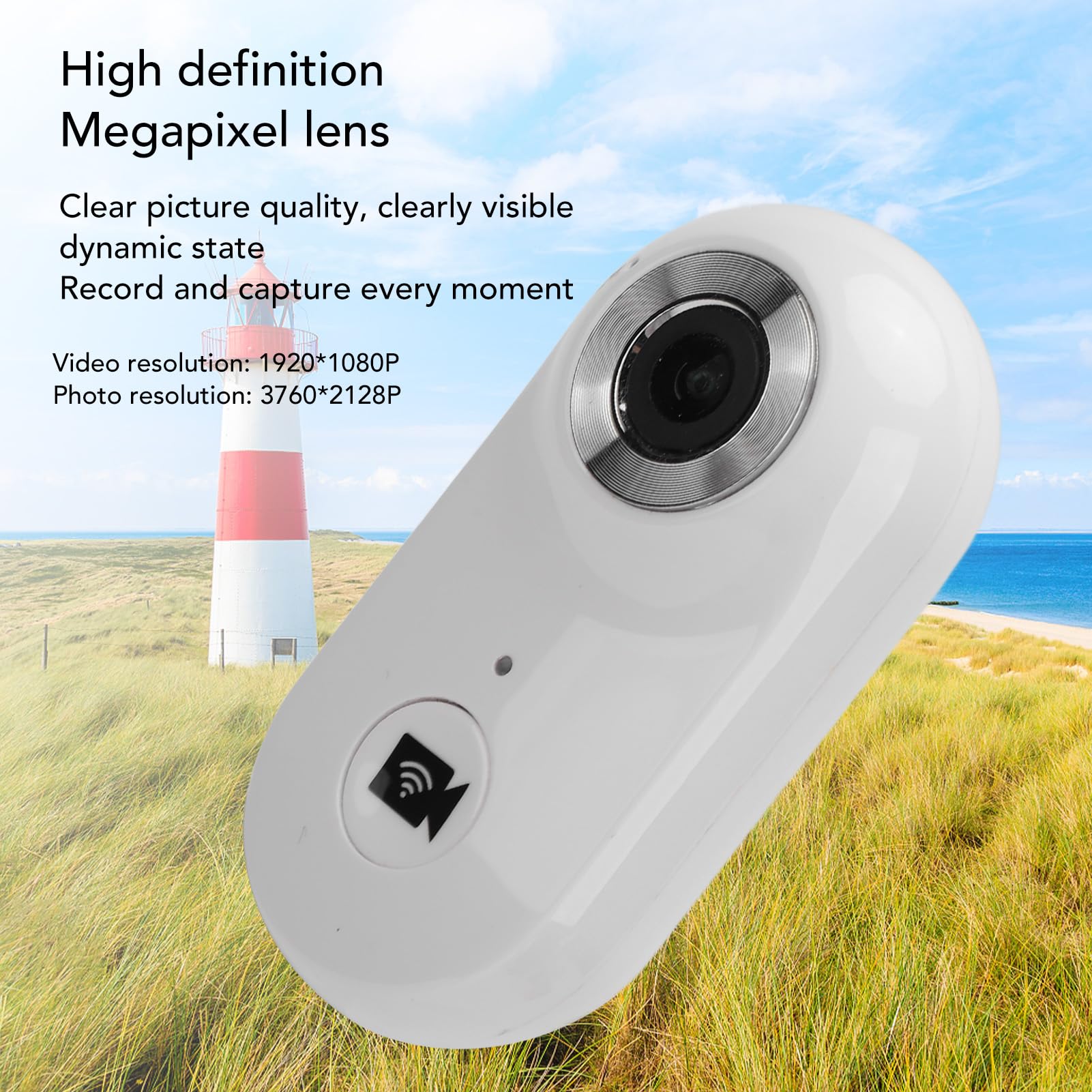 1080P Lightweight Pet Collar Camera with OTG USB Connection - Dog Action Camera for Outdoor & Indoor Use - 120° Wide Angle, 8GB Memory Card, Back Clip Design (White) - Perfect for Hiking, Training & Home Monitoring