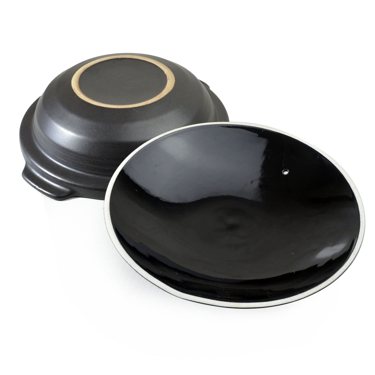 Premium Heat-Resistant Ceramic Casserole Pot with Lid - 8 Inch Black Clay Saucepan for Cooking Soup, Stew & Baking - Ideal for Oven, Stovetop & Serving Dishes