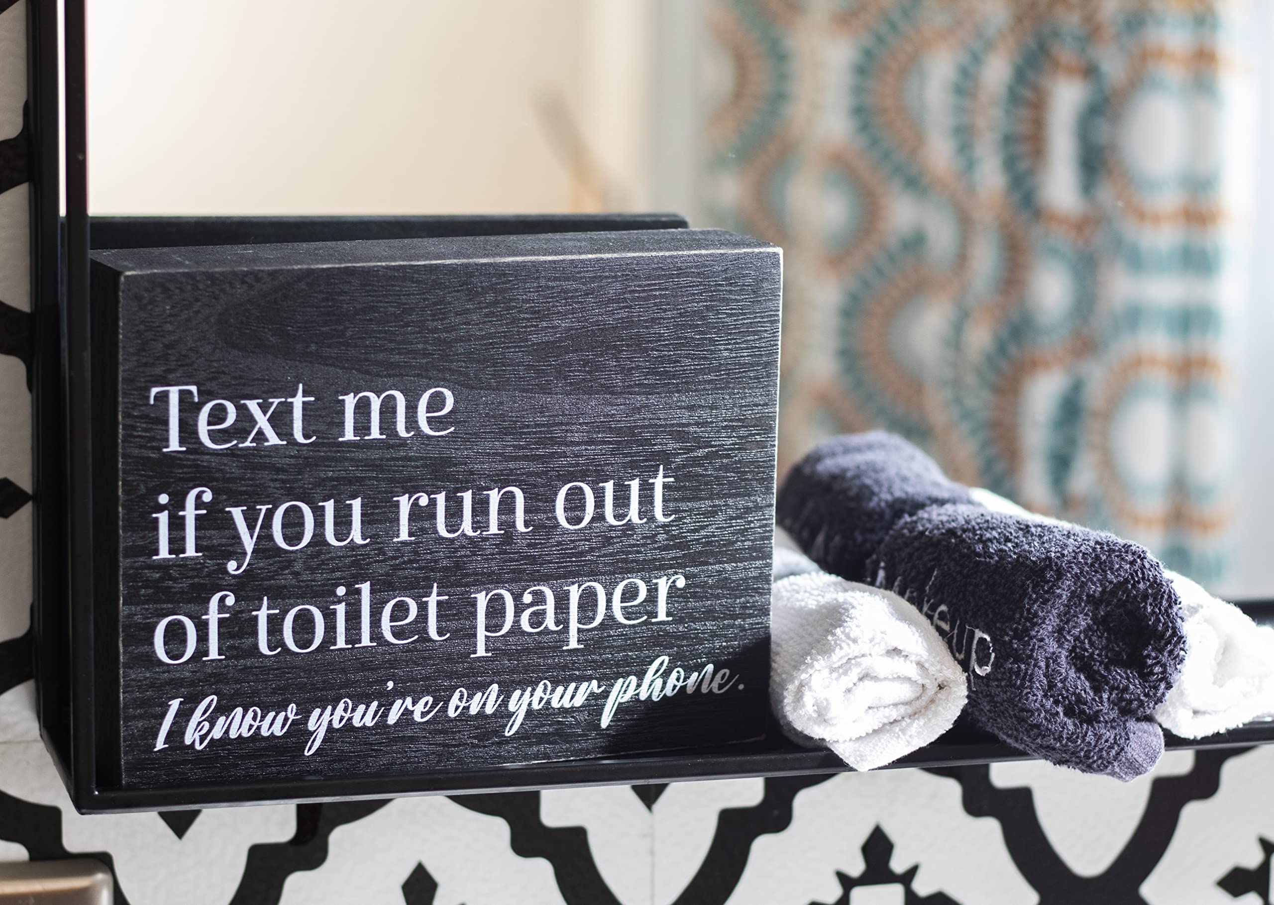 Funny Bathroom Signs - Black & White Farmhouse Decor for Guest Bathroom - Boho Wall Art