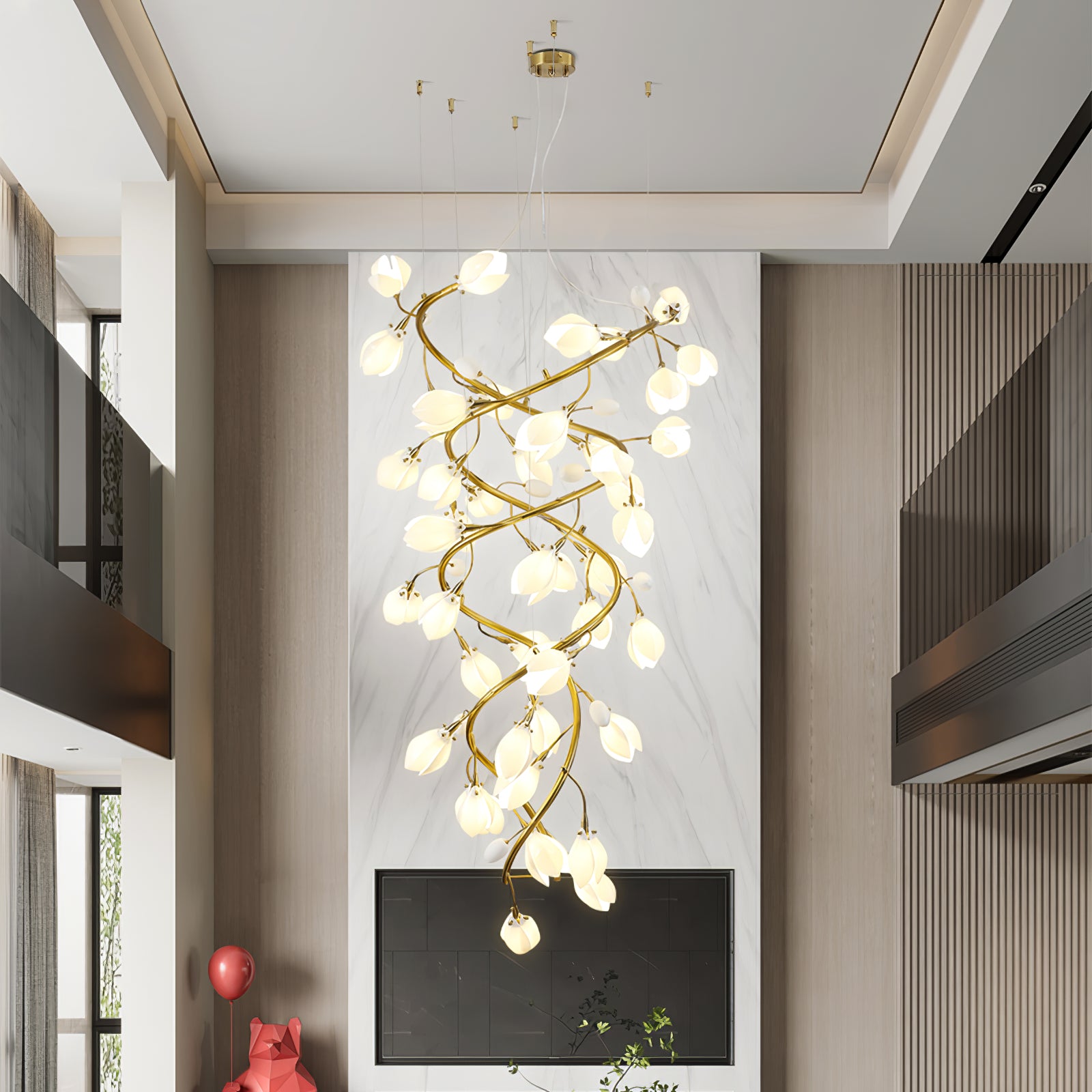 Lysandra Cascade Stairs Chandelier - Modern Crystal Ceiling Light Fixture for Dining Room, Living Room, Foyer | Elegant Lighting for Home Decor & Wedding Venues