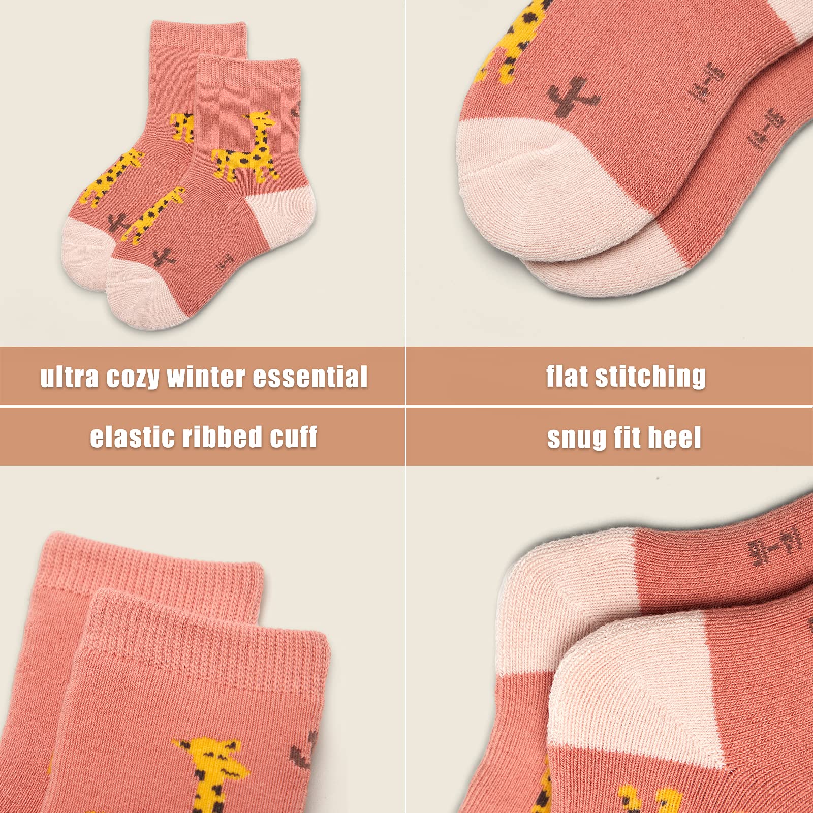 6 Pack Boys Winter Socks - Warm Thermal Terry Crew Socks for Kids | Cold Weather, Snow Boots & Outdoor Activities