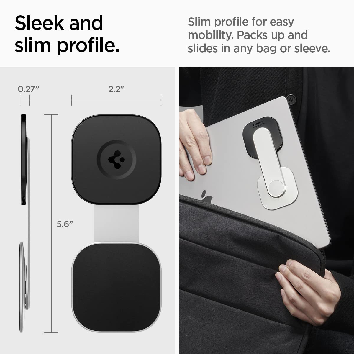 Spigen OneTap MagFit Magnetic Mount Stand for Laptops & Monitors - Compatible with iPhone 16/15/14/13/12 Series, AirPods Pro 2 & AirPods 3 (Silver) | Perfect for Home Office, Car & Travel Use