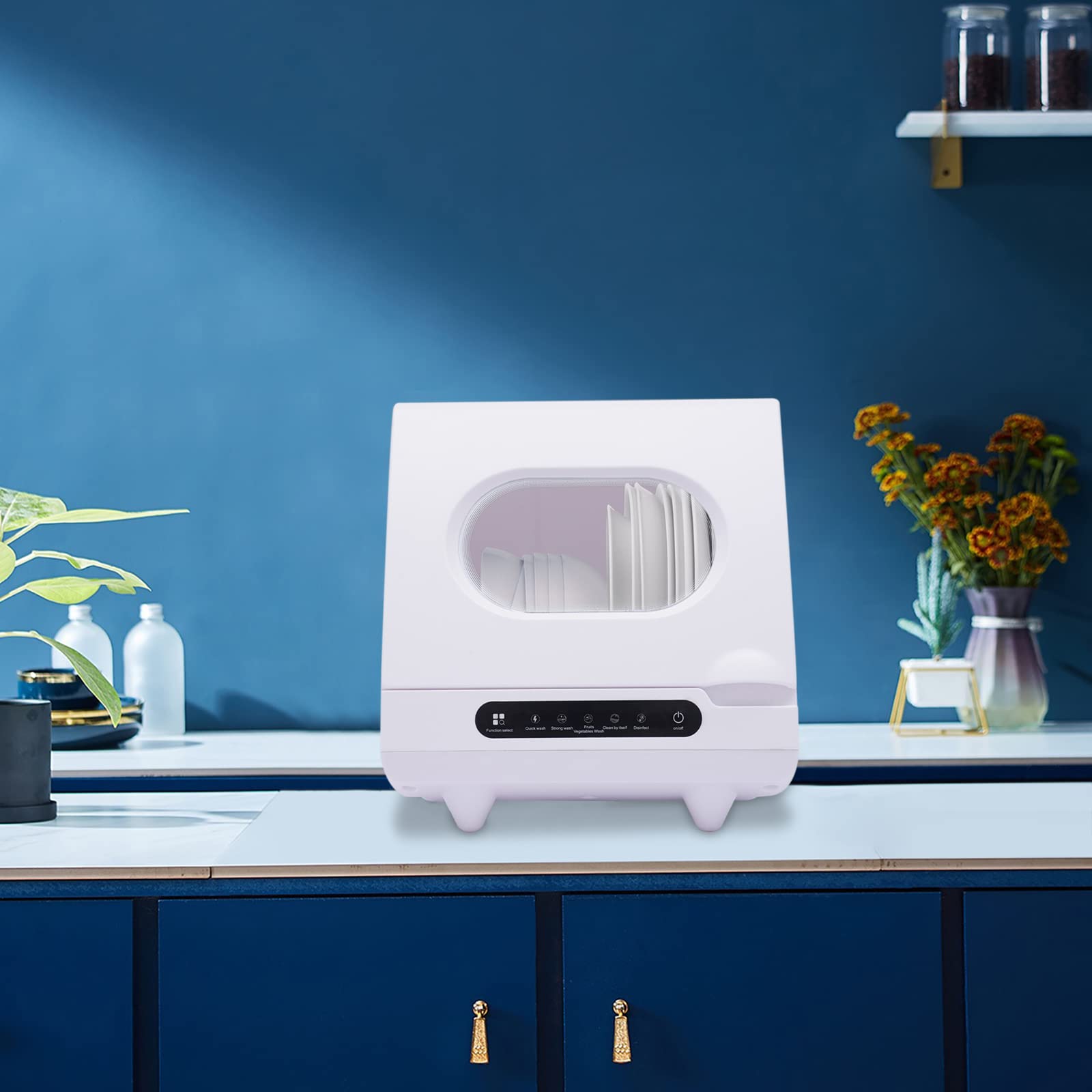 Portable Countertop Dishwasher with 5 Wash Programs - 360° Dual Spray Deep Cleaning Automatic Dishwasher for Small Spaces - Perfect for Apartments, Dorm Rooms, RVs, Camping & Tiny Homes (Compact Kitchen Solution for Busy Lifestyles)