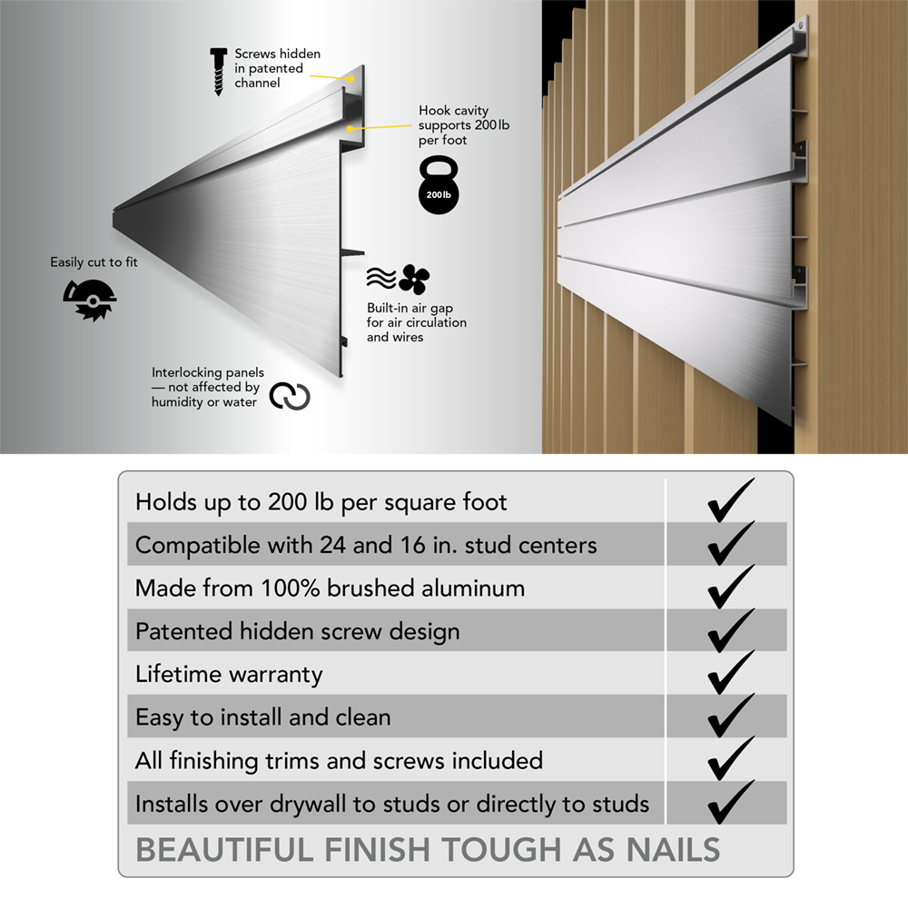 4 ft. x 4 ft. Aluminum Slatwall Panel - Durable Retail Display Shelving for Stores & Garages - Perfect for Organizing Tools, Merchandise & Accessories