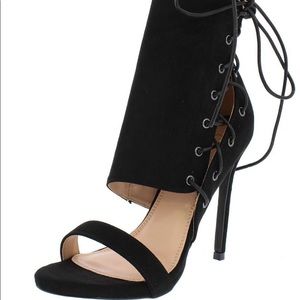Elegant Black Suede Side Lace-Up Heels for Women | Comfortable High Heels for Party, Wedding & Evening Events | Fashionable Dress Shoes for Night Out