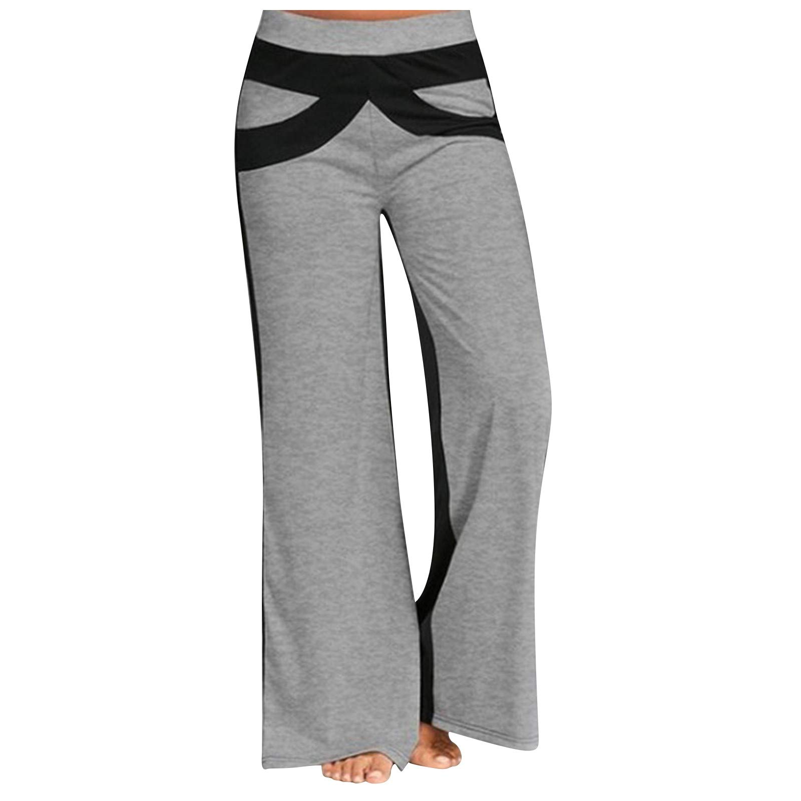 WANGPU Men's & Women's Running Pants - Color Block Design with Wide Drawstring Waist, Yoga & Casual Athletic Pants for Gym, Jogging & Leisure Activities