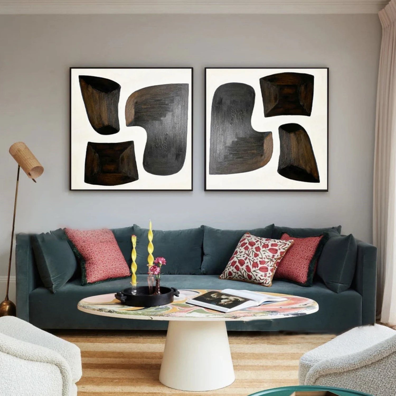 Abstract Painting Set of 2 Modern Wall Art - #AB 404 - Perfect for Living Room, Bedroom & Office Decor