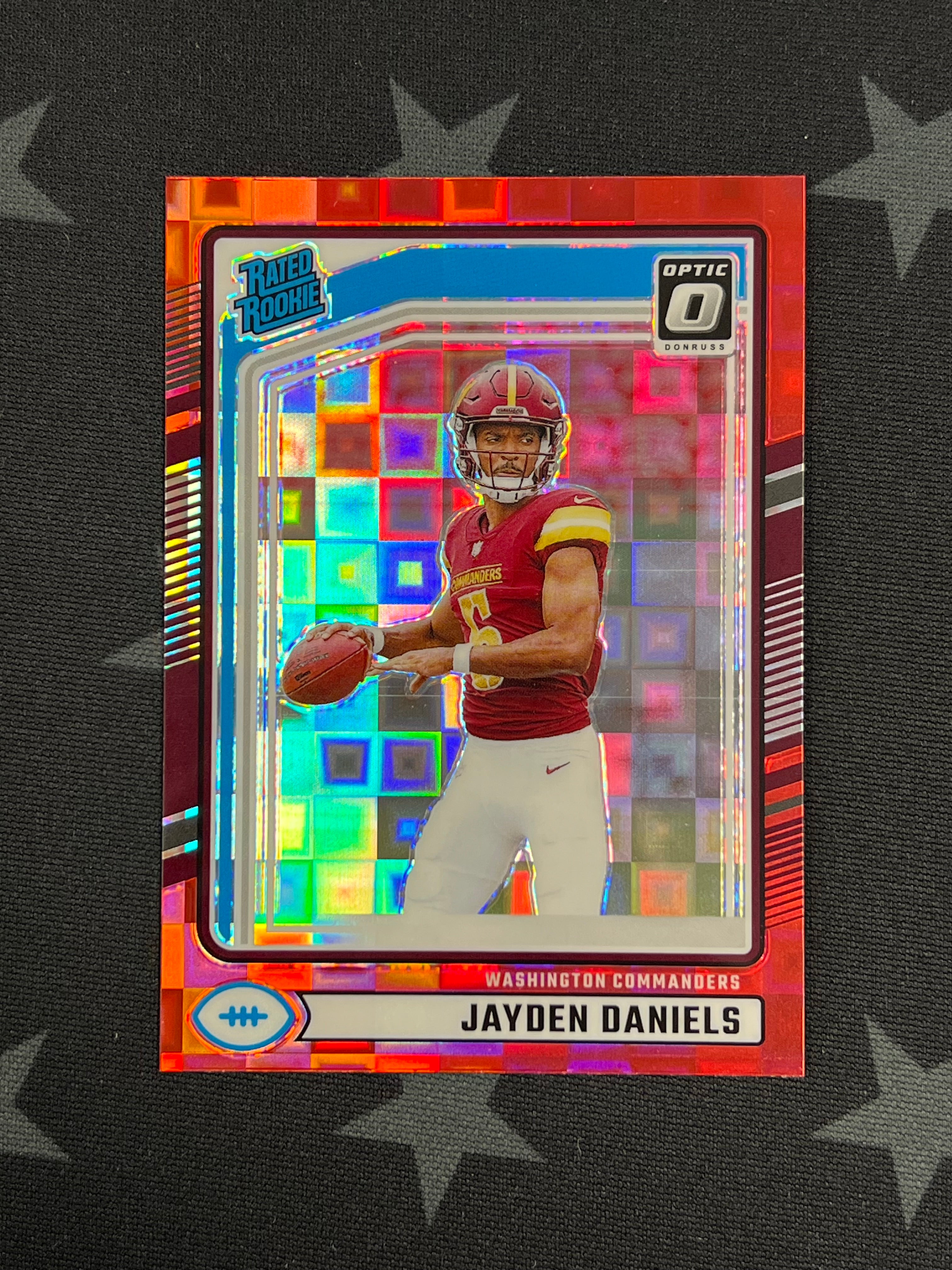 2024 Panini Donruss Jayden Daniels Red Pandora Prizm #389 Rookie Football Trading Card - Collectible Sports Memorabilia for Fans and Investors