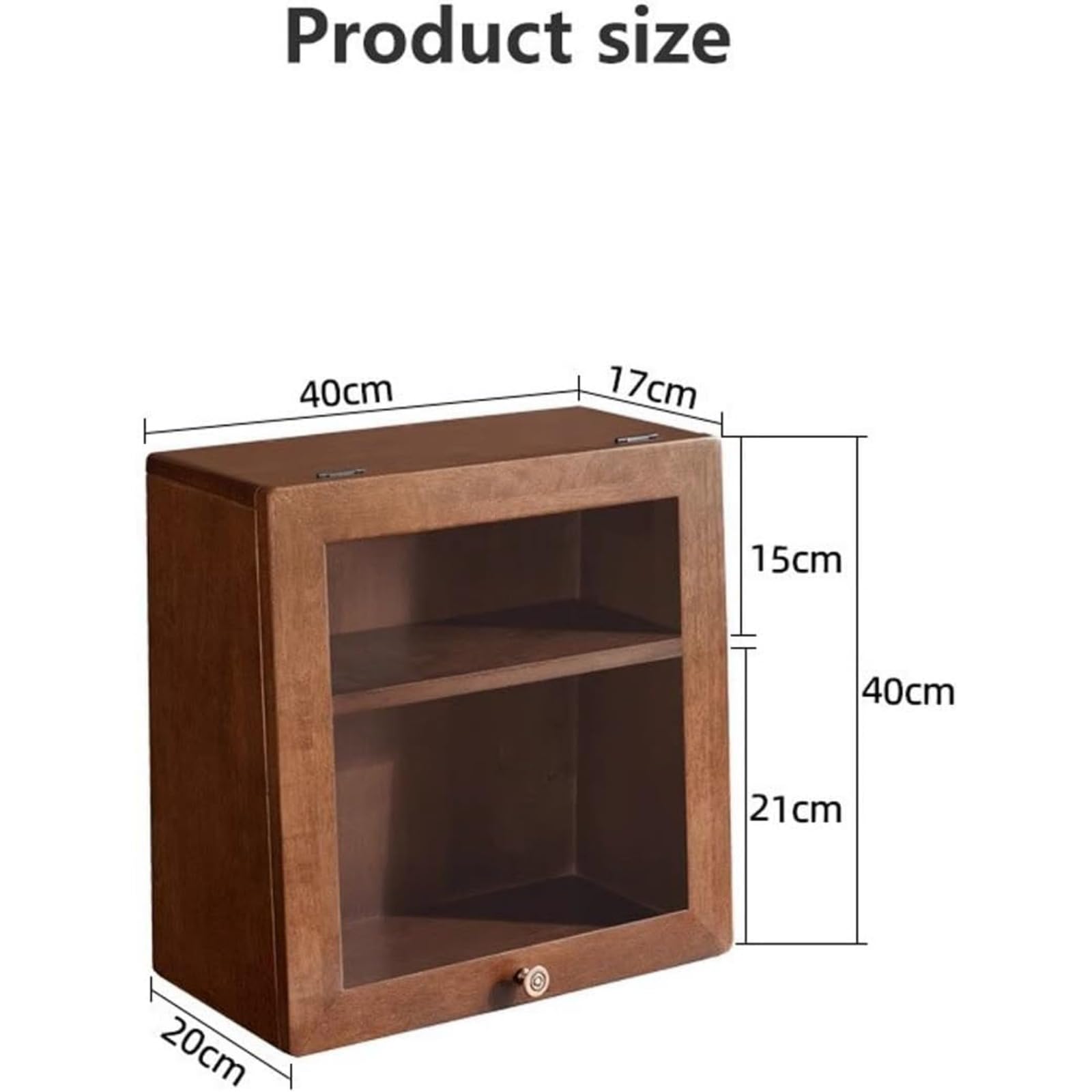 2-Tier Walnut Wood Countertop Cabinet - Kitchen Pantry Storage Organizer for Mugs, Bread & Food with Clear Glass Window | Perfect for Small Kitchen, Dining Room & Coffee Station Organization