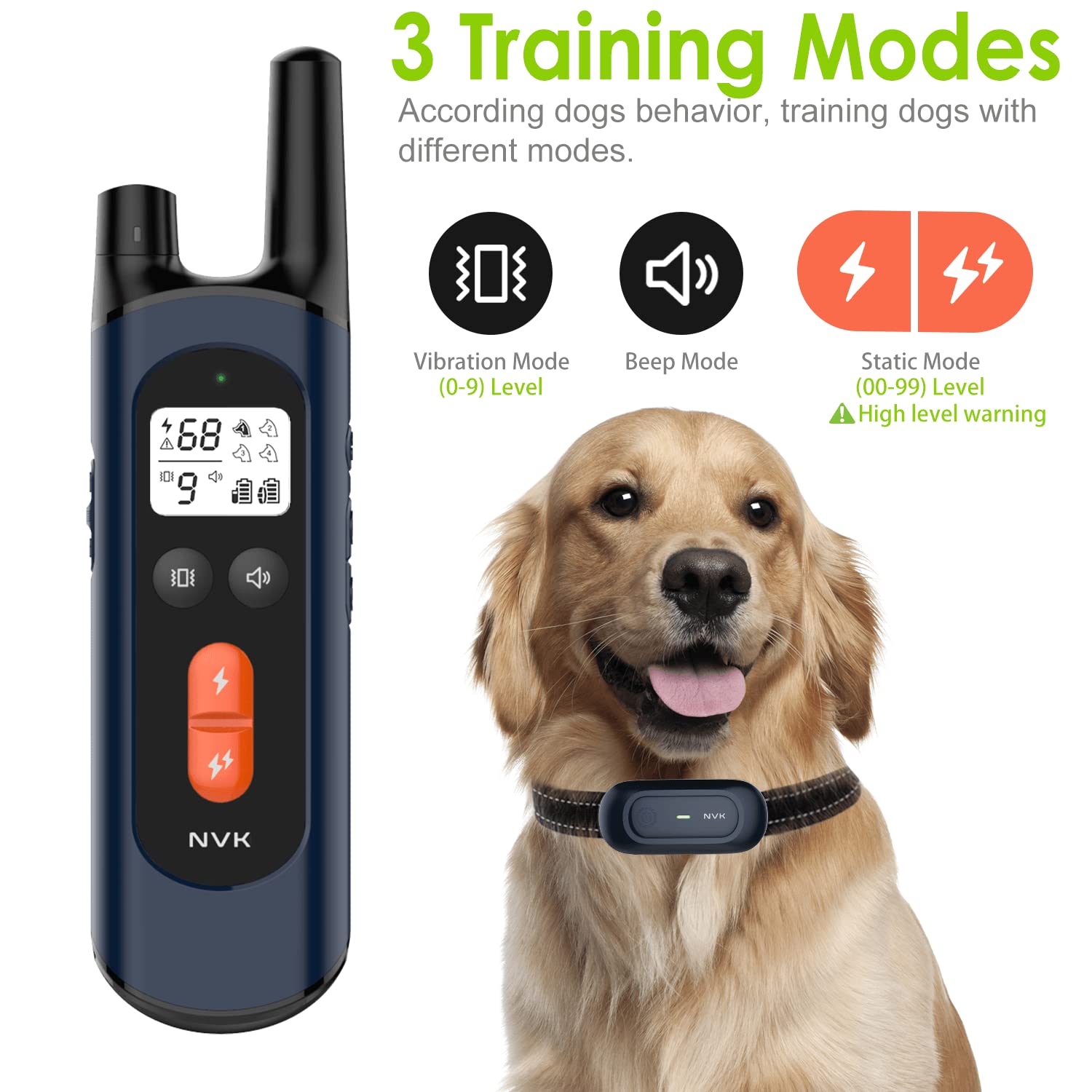 NVK Dog Training Remote - No Collar Needed, Single Multifunction Remote for Small, Medium & Large Dogs - Perfect for Obedience Training, Behavior Correction & Off-Leash Control at Home or Outdoors