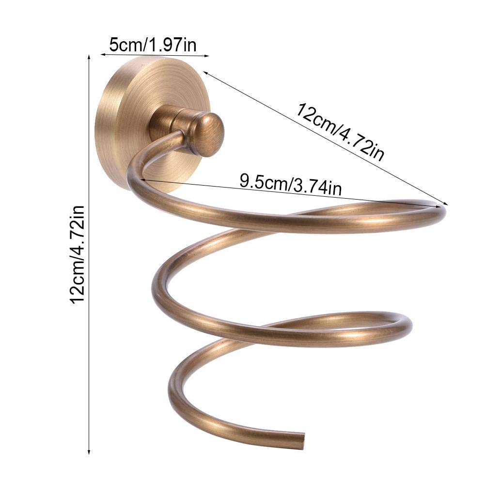 Zerodis Antique Solid Brass Wall Mount Hair Dryer Holder - Bathroom Organizer Shelf for Hair Blower Storage, Home Use Convenient Household Rack - Perfect for Small Bathrooms, Salons & Vanity Organization