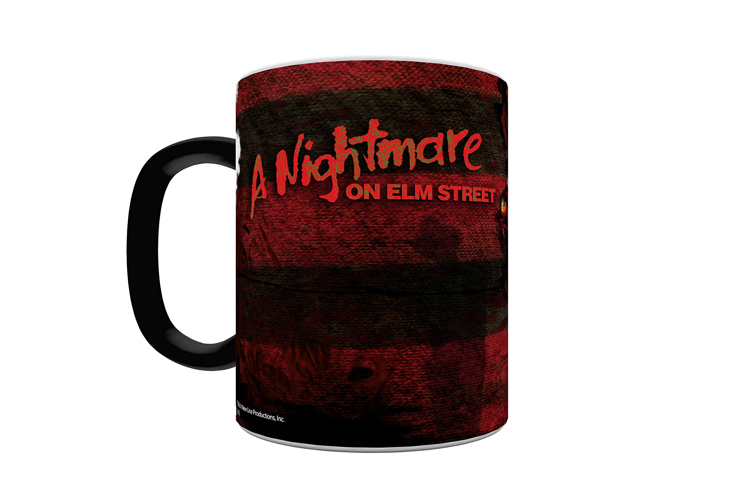 Nightmare on Elm Street Morphing Mug - Freddy Krueger Glove & Shirt Design Ceramic Coffee Cup, Black | Horror Movie Collectible Gift for Halloween & Horror Fans