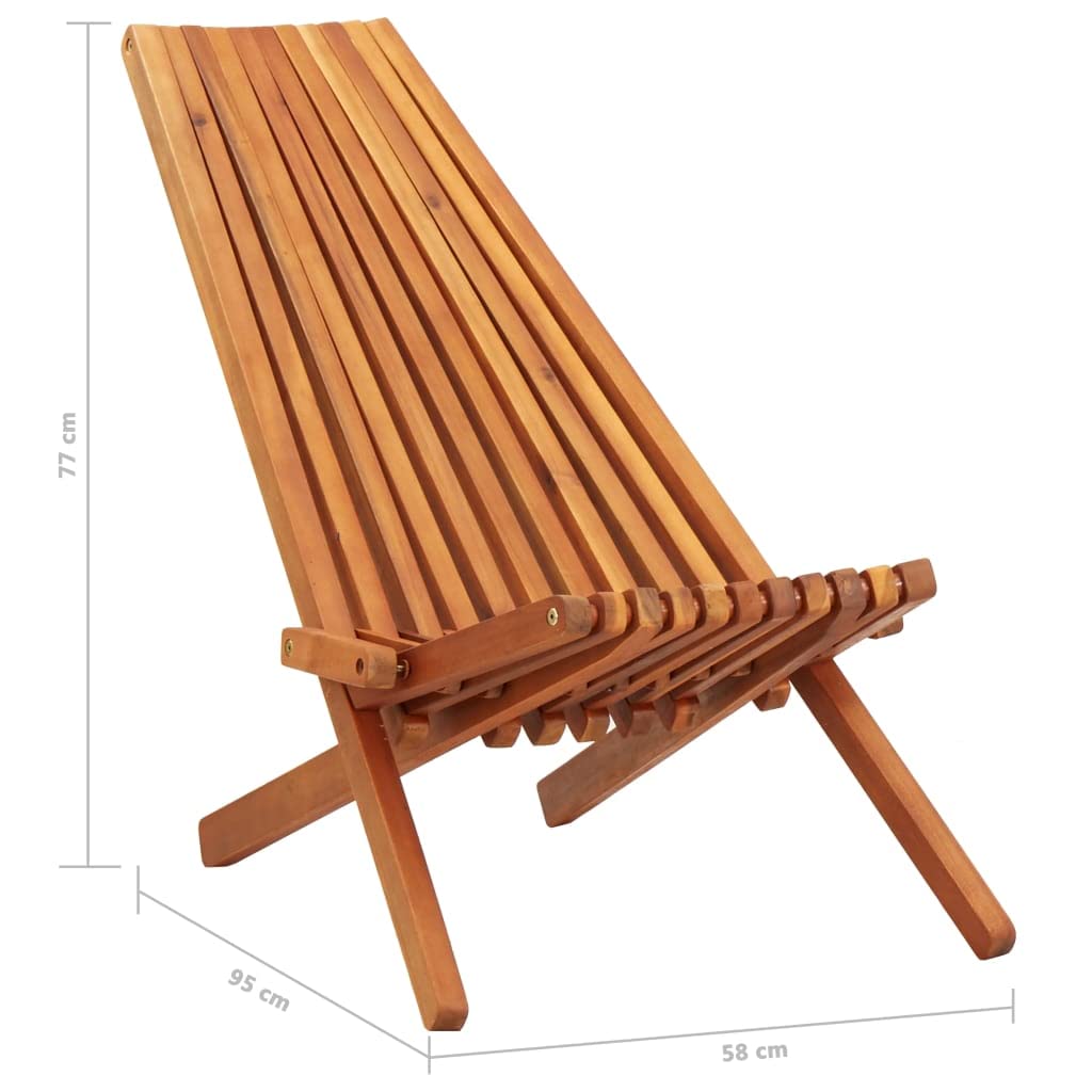 **CHARMMA Folding Patio Lounge Chair - Solid Acacia Wood, Brown, 11.5KG - Perfect for Outdoor Relaxation, Poolside, Garden, and Backyard Use**