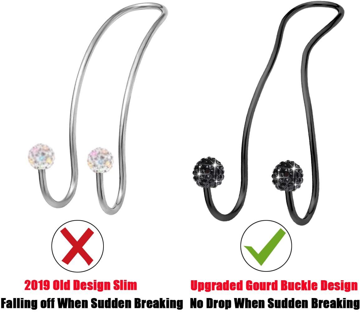 MTGOCHA Bling Car Purse Hook - Upgraded Metal Headrest Hanger for Women, Black | Secure Your Handbag, Tote, or Shopping Bags While Driving - Perfect Car Accessory for Road Trips, Commuting & Errands