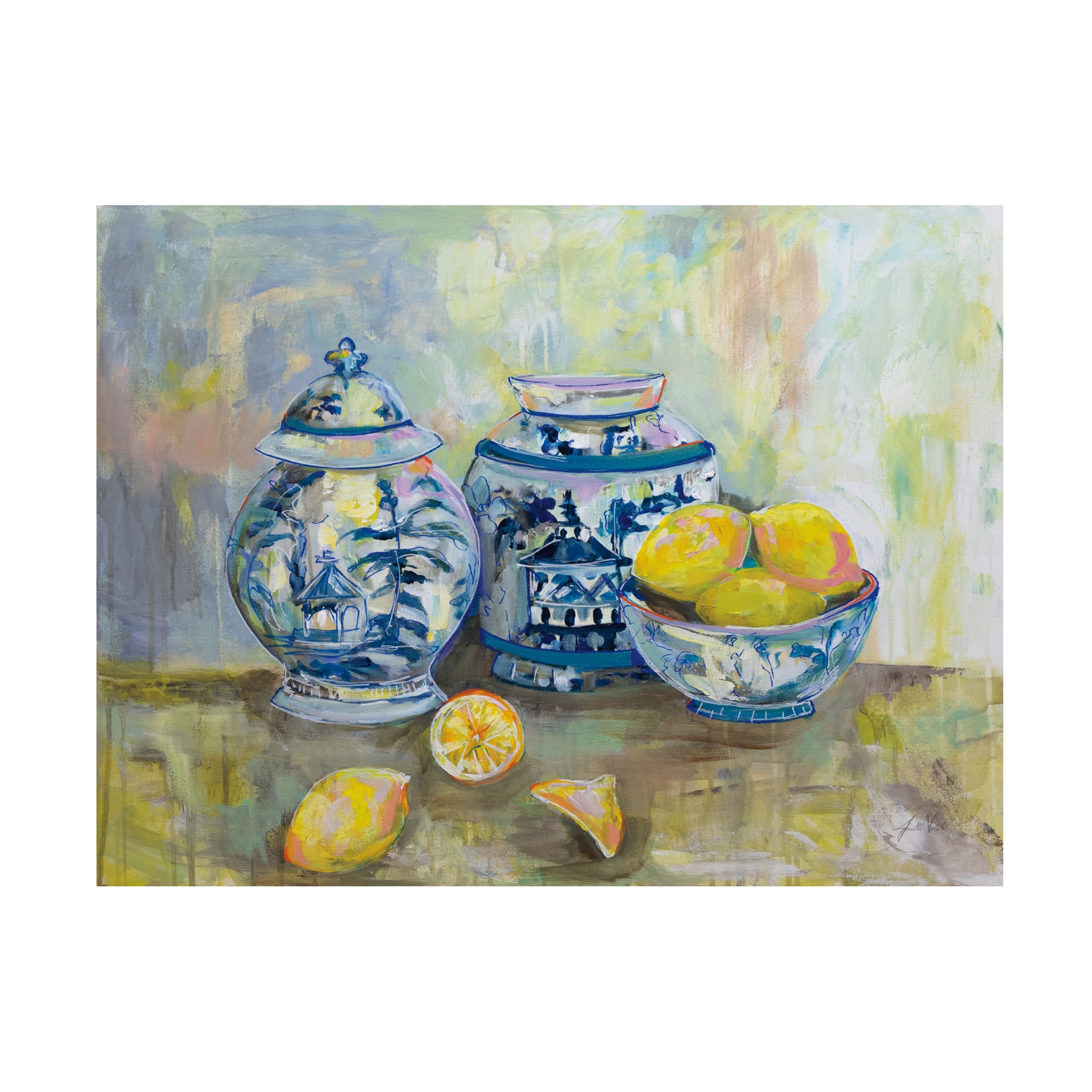 Trademark Fine Art 'Lemon Life' Canvas Wall Art by Jeanette Vertentes - 35x47 Inches, Vibrant Kitchen Decor, Perfect for Dining Room & Living Room Wall Decor