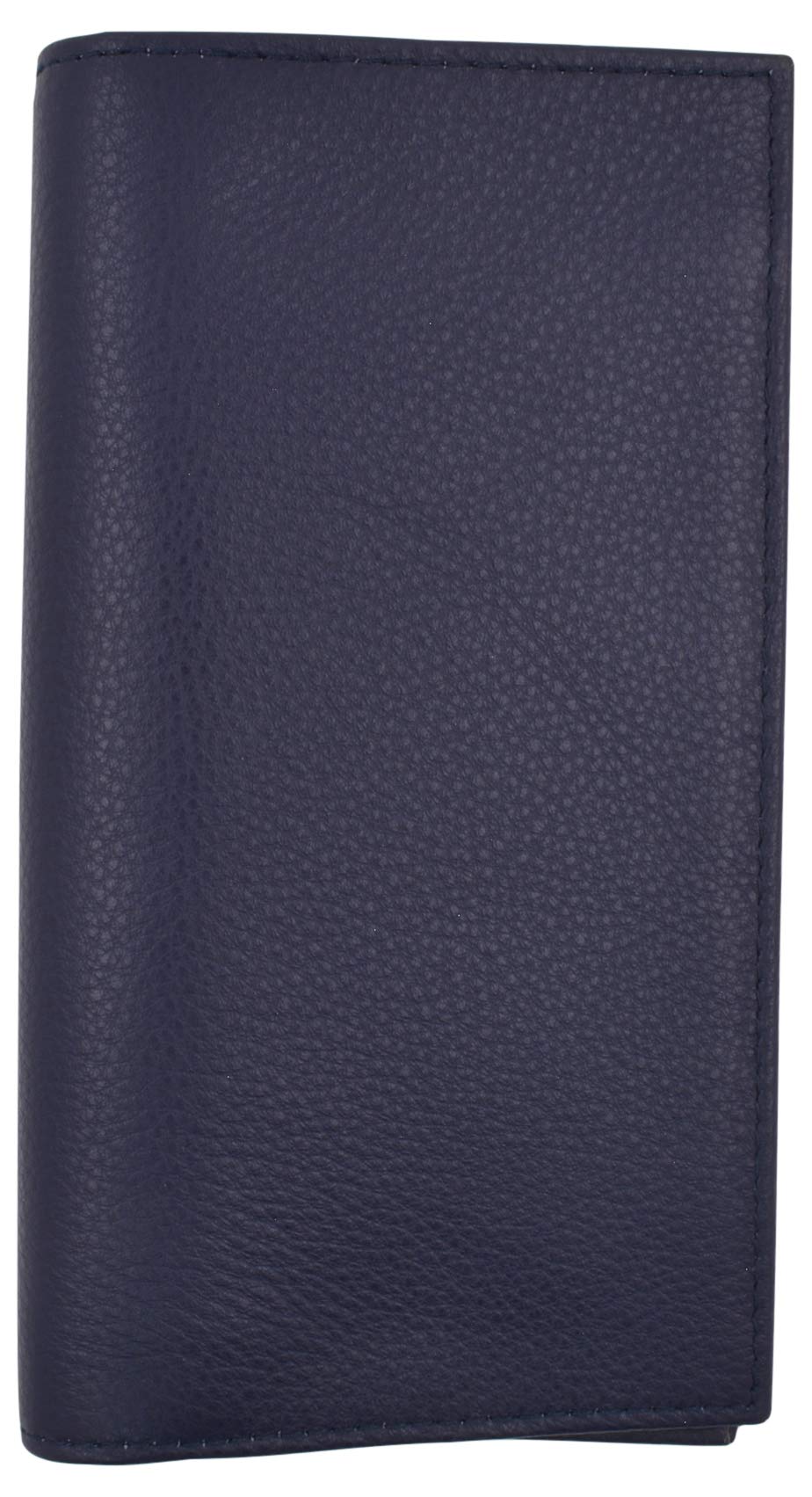 Premium Swiss Marshall Genuine Leather Slim Checkbook Cover Holder - Blue | Stylish & Durable Wallet for Checks, Credit Cards & Cash | Perfect for Business, Travel & Everyday Use