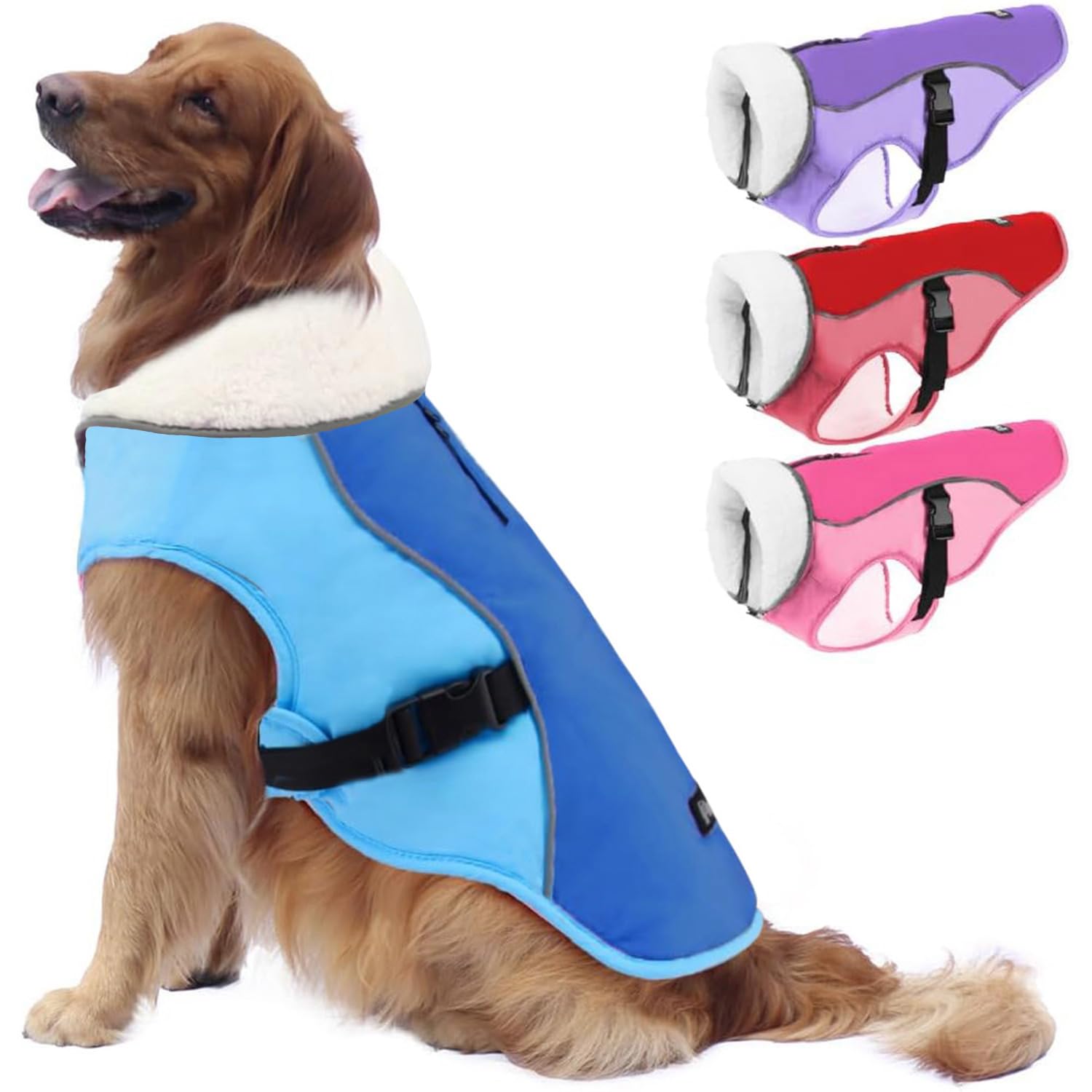 EMUST Thick Windproof Dog Winter Coat - Warm Pet Jacket for Small, Medium & Large Dogs (New Blue, XXL) - Ideal for Cold Weather Walks & Outdoor Adventures