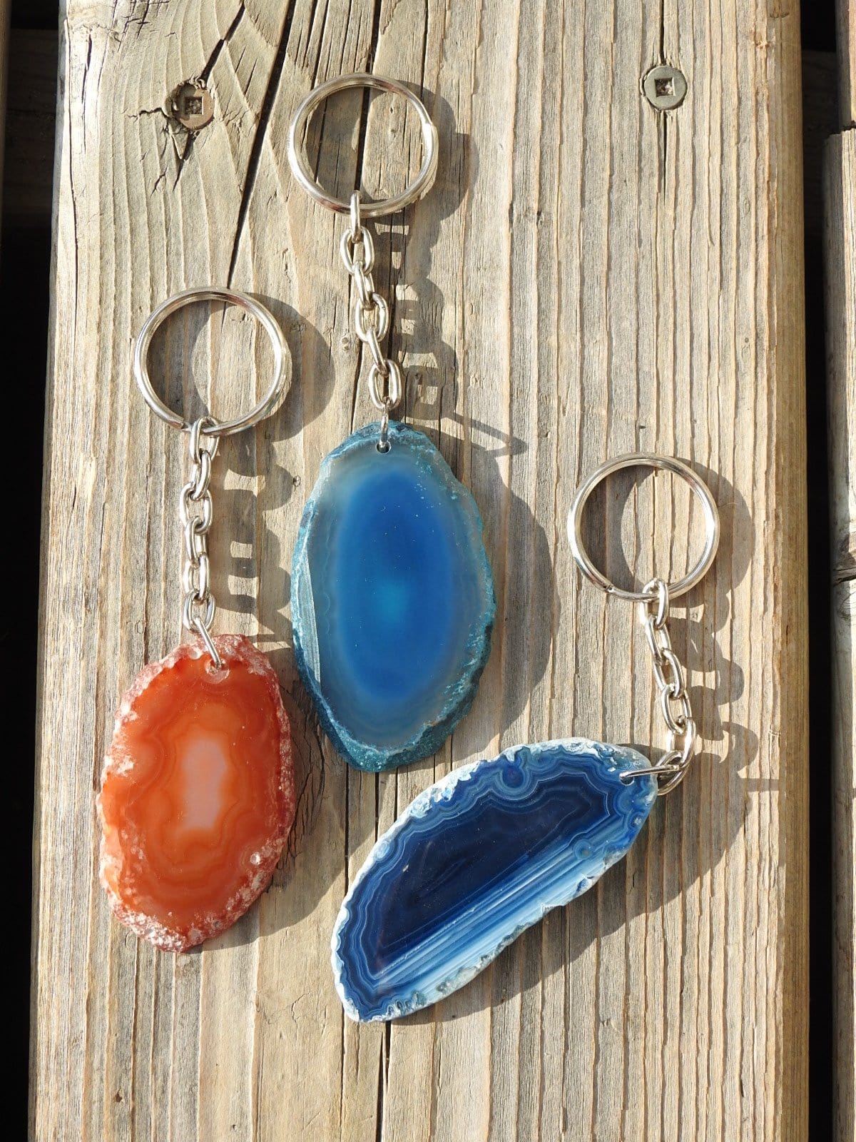 Natural Agate Slice Keychain - Unique Stone Pendant for Keys, Gifts & Jewelry Making - Perfect for Home Decor, DIY Crafts & Spiritual Healing