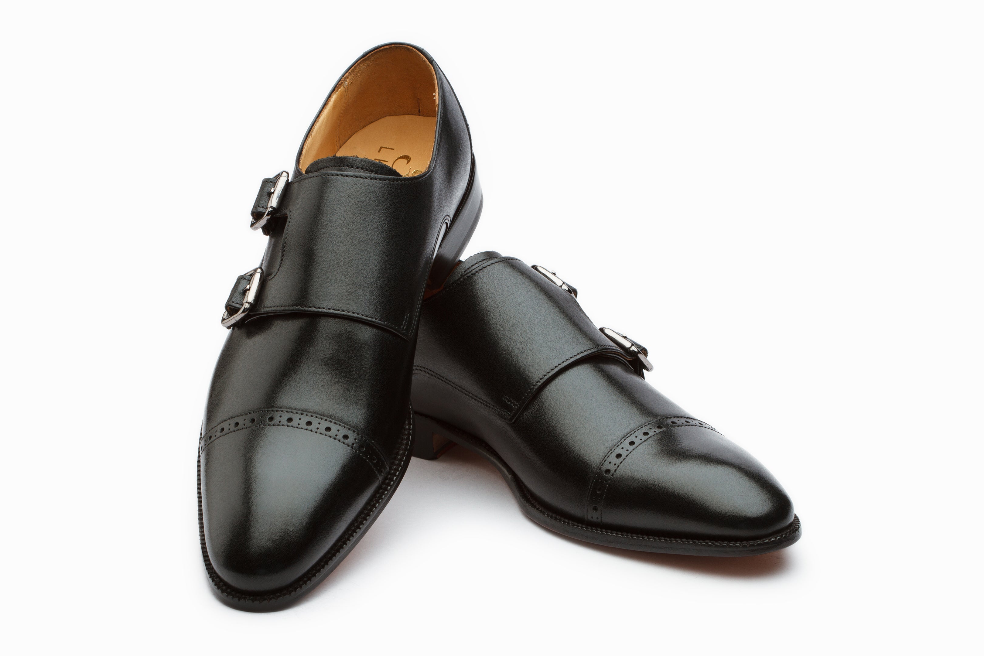 Premium Genuine Leather Double Monkstrap Dress Shoes for Men - Classic Black Formal Business & Wedding Oxfords - Comfortable & Stylish for Office, Events & Special Occasions