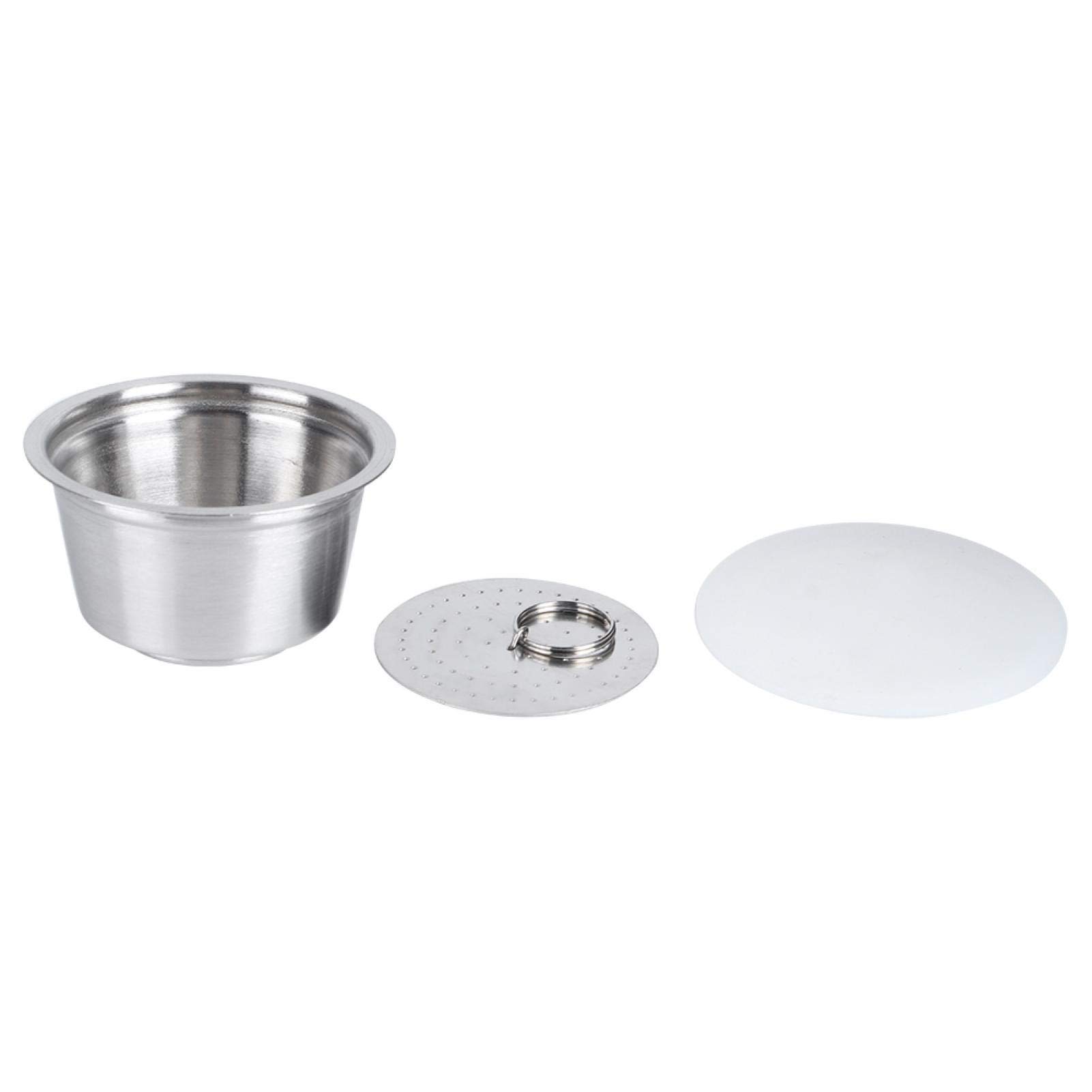 Oumefar Refillable Stainless Steel Coffee Capsule Pods with Silicone Lid - Reusable Coffee Filter Cup Compatible with Dolce Gusto Coffee Maker (White) - Perfect for Home, Office & Travel Use