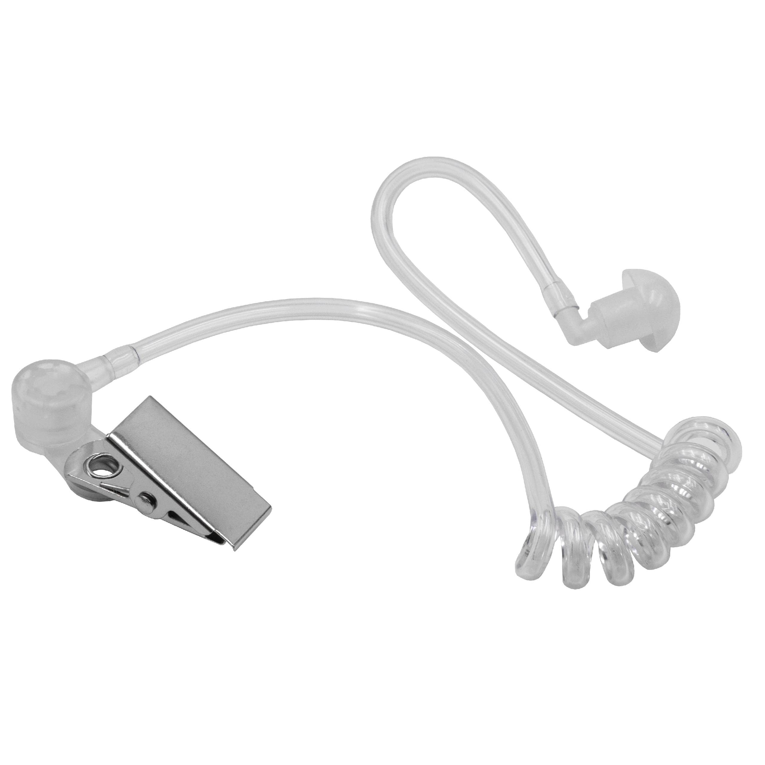 VHBW Bodyguard Headset Tube Earpiece - Compatible with Motorola FTN6707 & MDPMLN4418 Headsets, Two-Way Radio Accessory (White Transparent with Clip) - Ideal for Security, Event Staff & Professional Communication