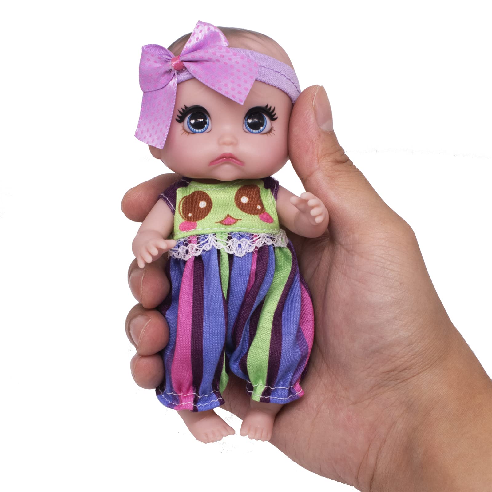 6 Inch Realistic Reborn Baby Doll - 16cm All Vinyl Crying Swivel Mini Doll for Girls Ages 3+ | Purple Newborn Baby Toy for Role Play, Collecting & DIY Gift (Perfect for Pretend Play, Nursery Decor & Birthday Presents)