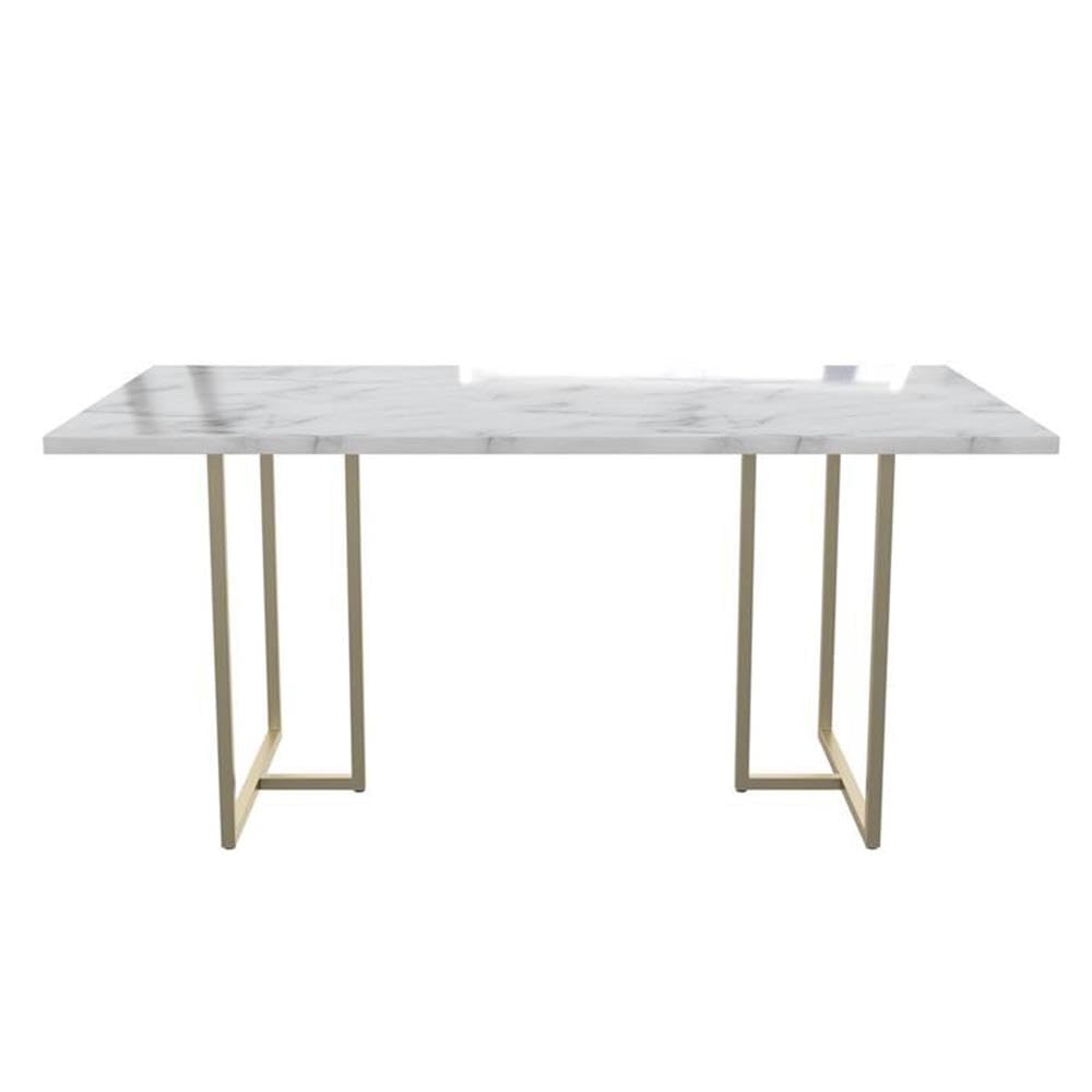 CosmoLiving Astor Dining Table - White Marble Top with Gold Metal Legs | Modern Luxury Dining Room Furniture for Home & Restaurant Decor