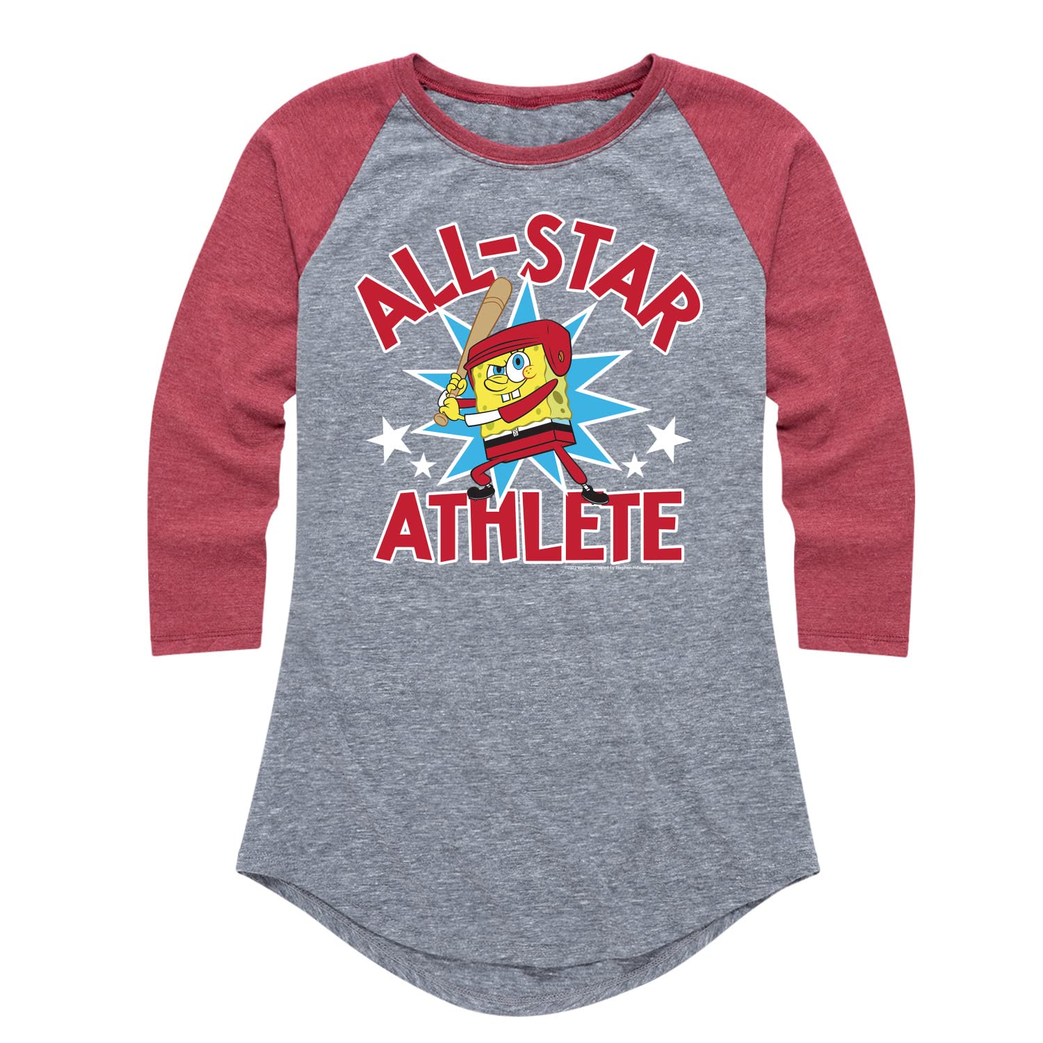 Spongebob Squarepants American All Star Women's Raglan Graphic T-Shirt | Cartoon Character Tee | Casual Wear & Gift for Fans | Perfect for Cosplay, Parties & Everyday Outfits