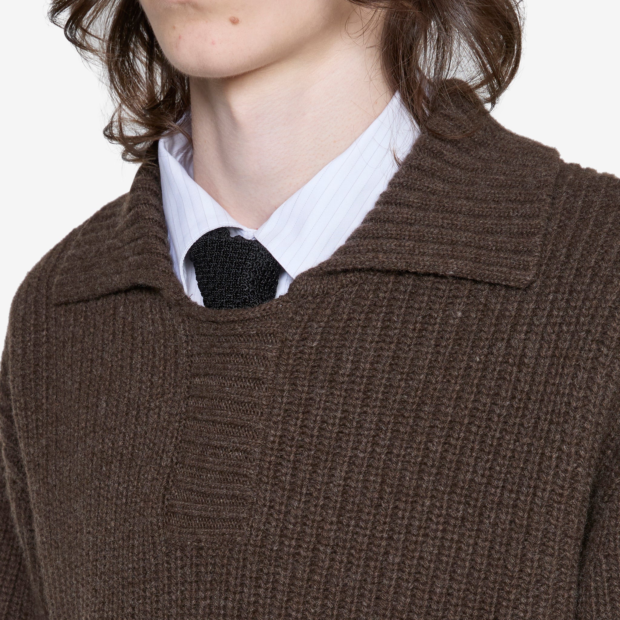 Dark Brown Collar Sweater for Women - Cozy Knit Pullover for Fall & Winter - Perfect for Casual Outfits and Office Wear