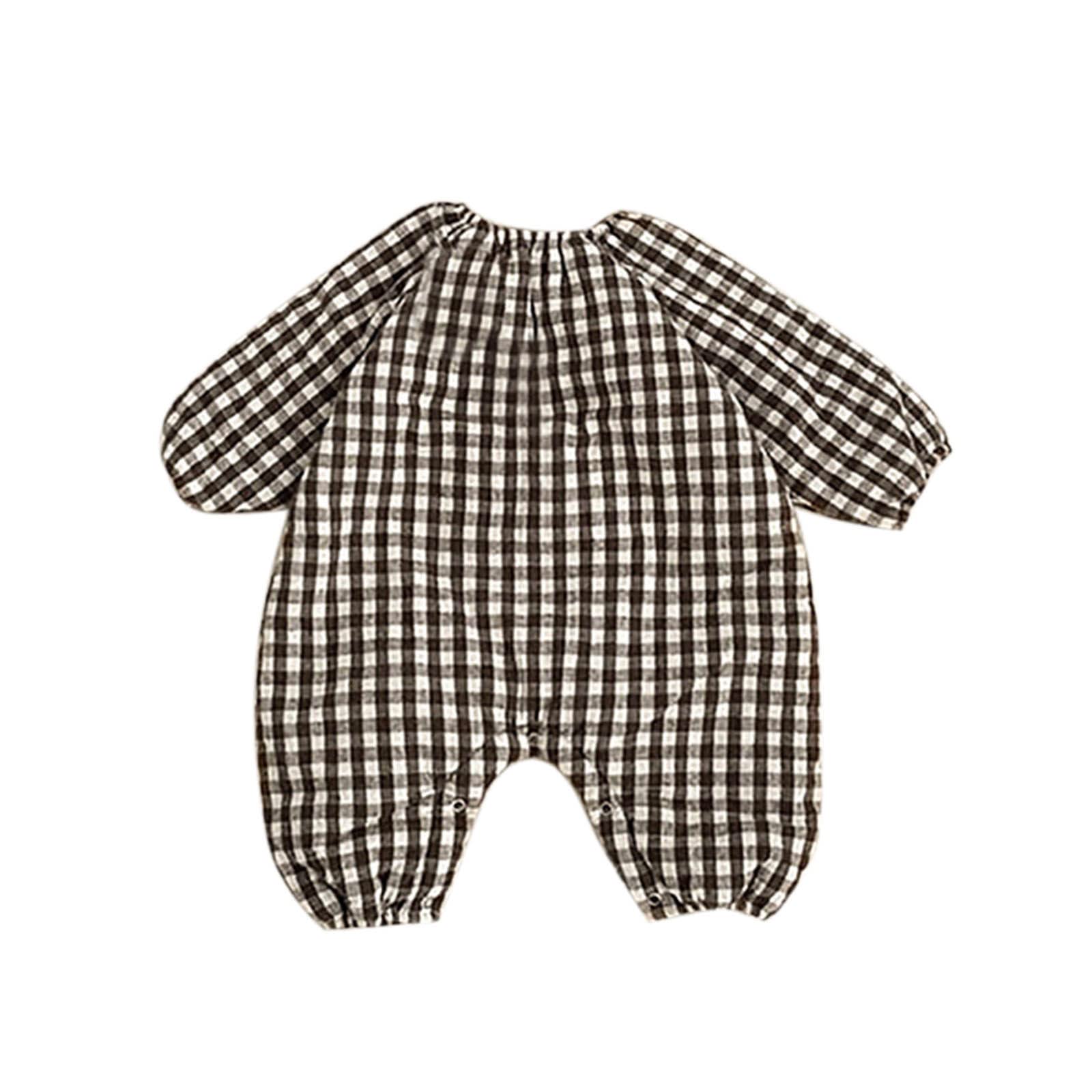 Baby Boys & Girls Winter Warm Thick Plaid Cotton Long Sleeve Padded Romper Jumpsuit - Newborn Infant Outfit for Cold Weather, Playdates & Family Photos