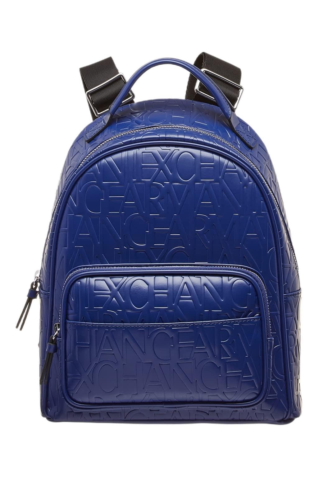 Armani Exchange Women's Adjustable Strap Logo Double Zip Backpack - Blue Speed, One Size - Perfect for Travel, Work & School