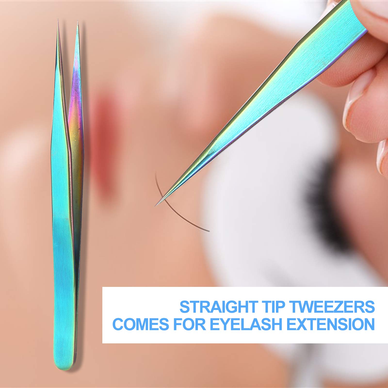 Professional Straight Tip Eyelash Extension Tweezers - Precision False Eyelash Applicator for Salon & Home Use - Perfect for Lash Artists & DIY Makeup