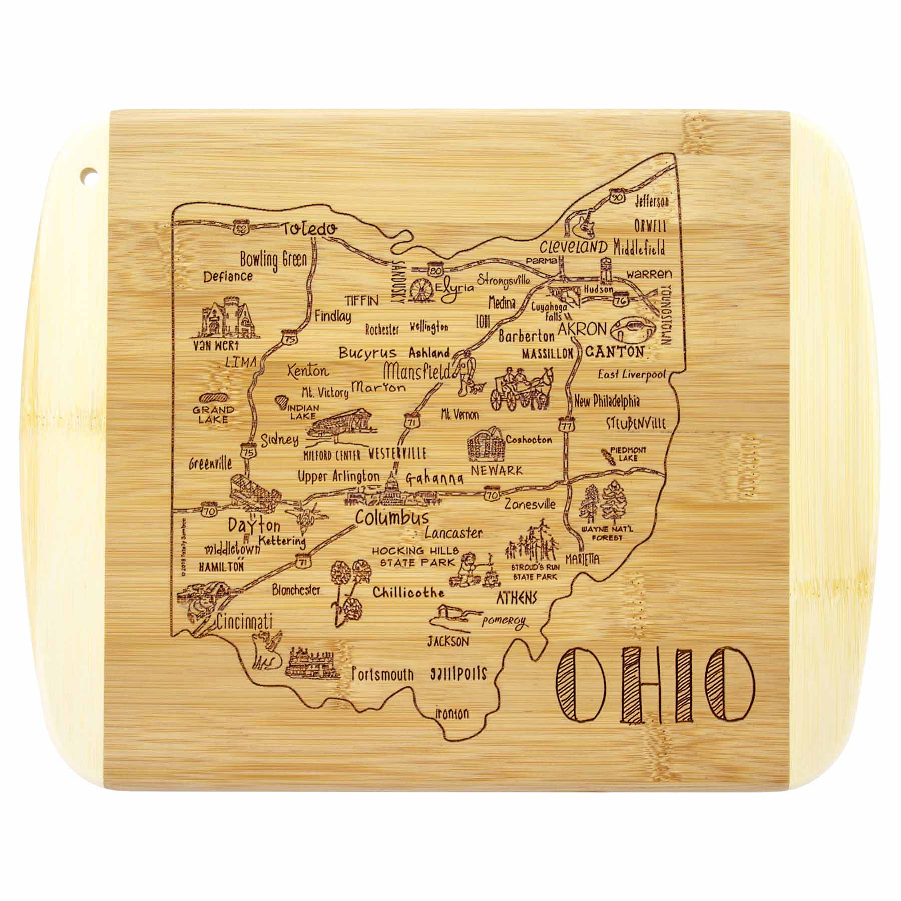 Premium Ohio-Themed Wooden Cutting Board - 11 x 8.75 Inches - Durable Kitchen Chopping Board for Meat, Vegetables & Cheese - Perfect for Home Cooks, Gifts & Rustic Kitchen Decor