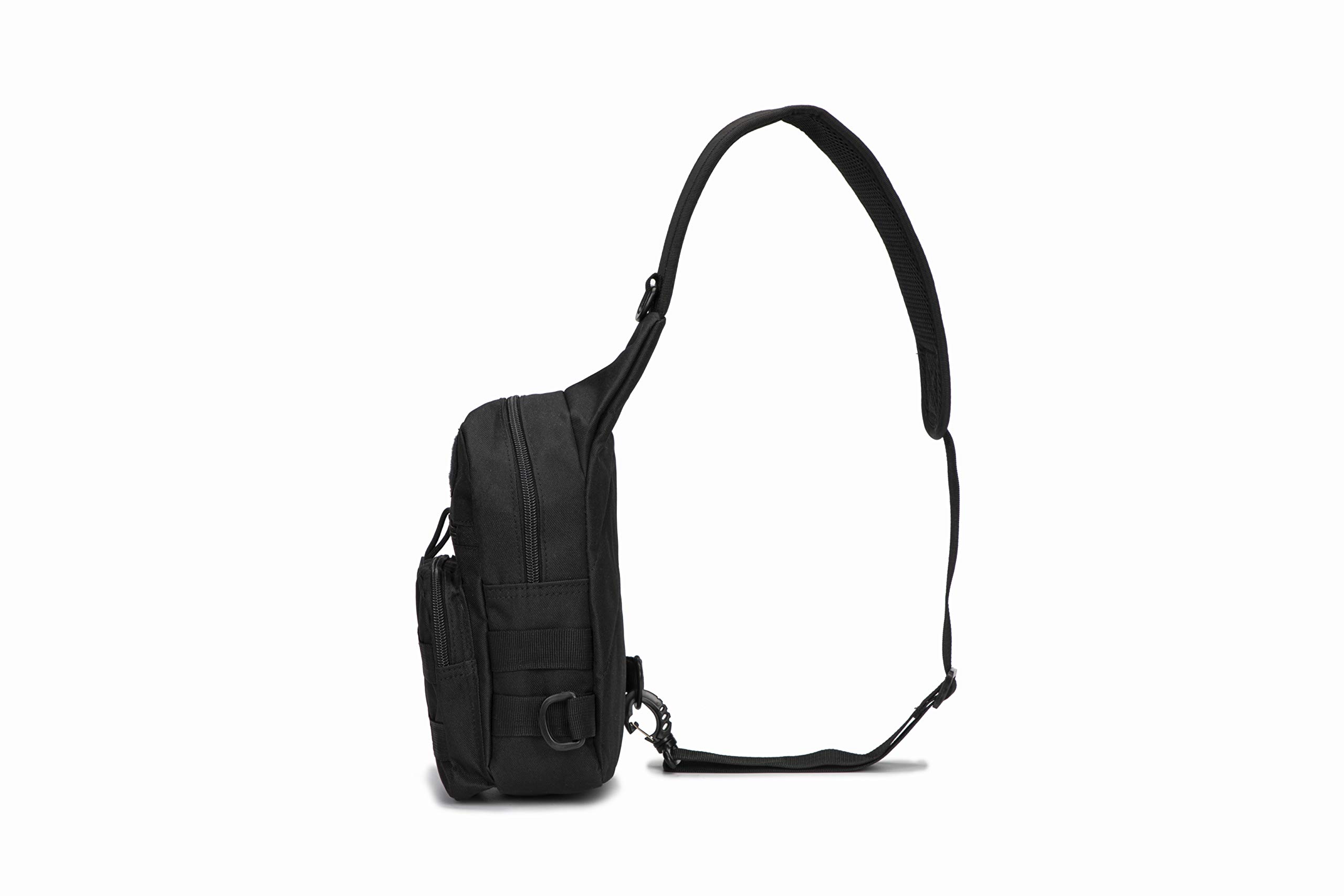 Tactical Sling Bag - Military MOLLE Chest Pack Crossbody Shoulder Bag - EDC Messenger Daypack for Camping, Hiking, Trekking & Cycling - Durable Outdoor Utility Side Bag (Python Black) - Perfect for Travel, Work Commute & Everyday Carry Essentials
