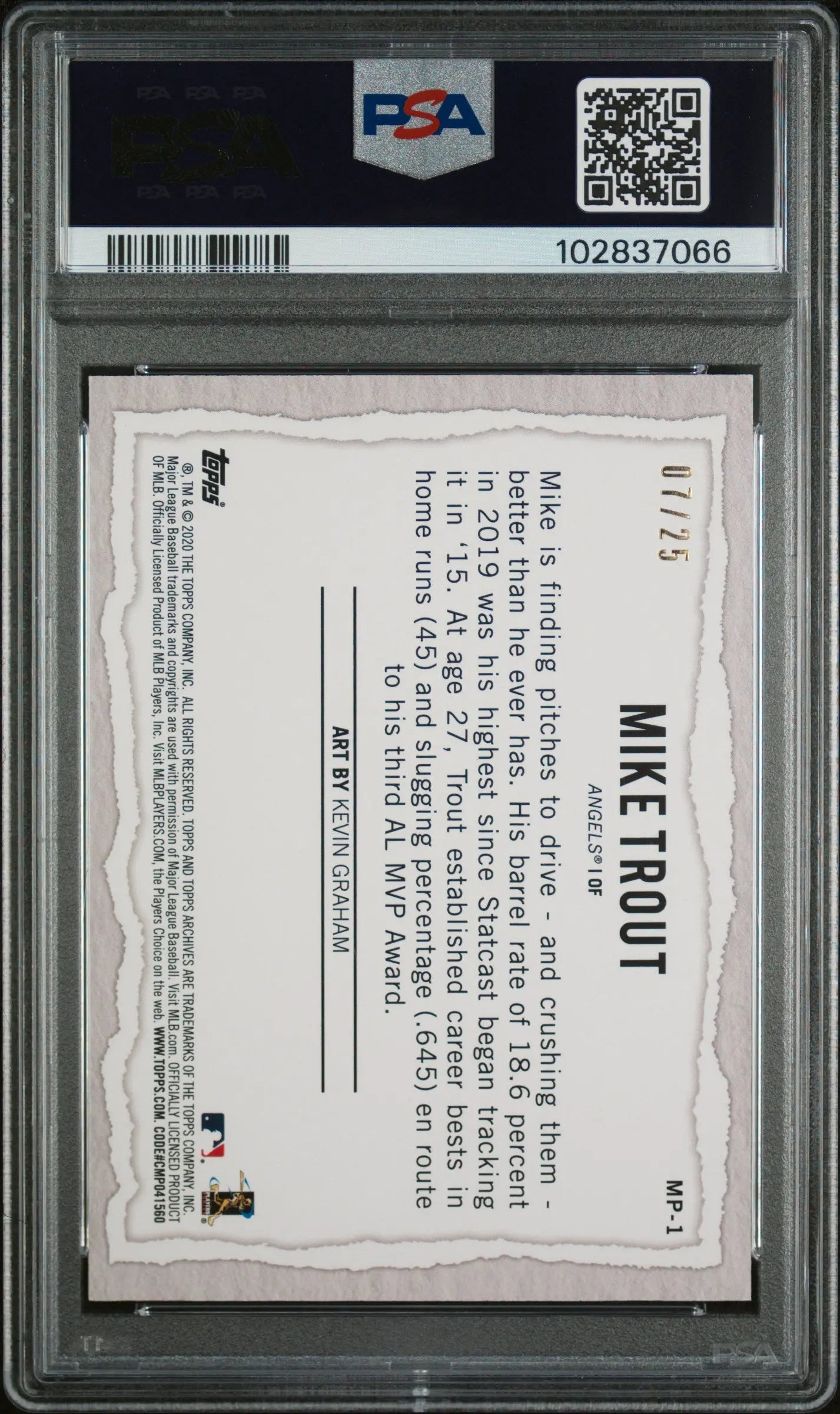 2020 Topps Gallery Modern Artists Orange Mike Trout PSA 9 /25 - Rare Baseball Trading Card for Collectors & Sports Fans - Perfect for Display, Investment & Memorabilia Collections